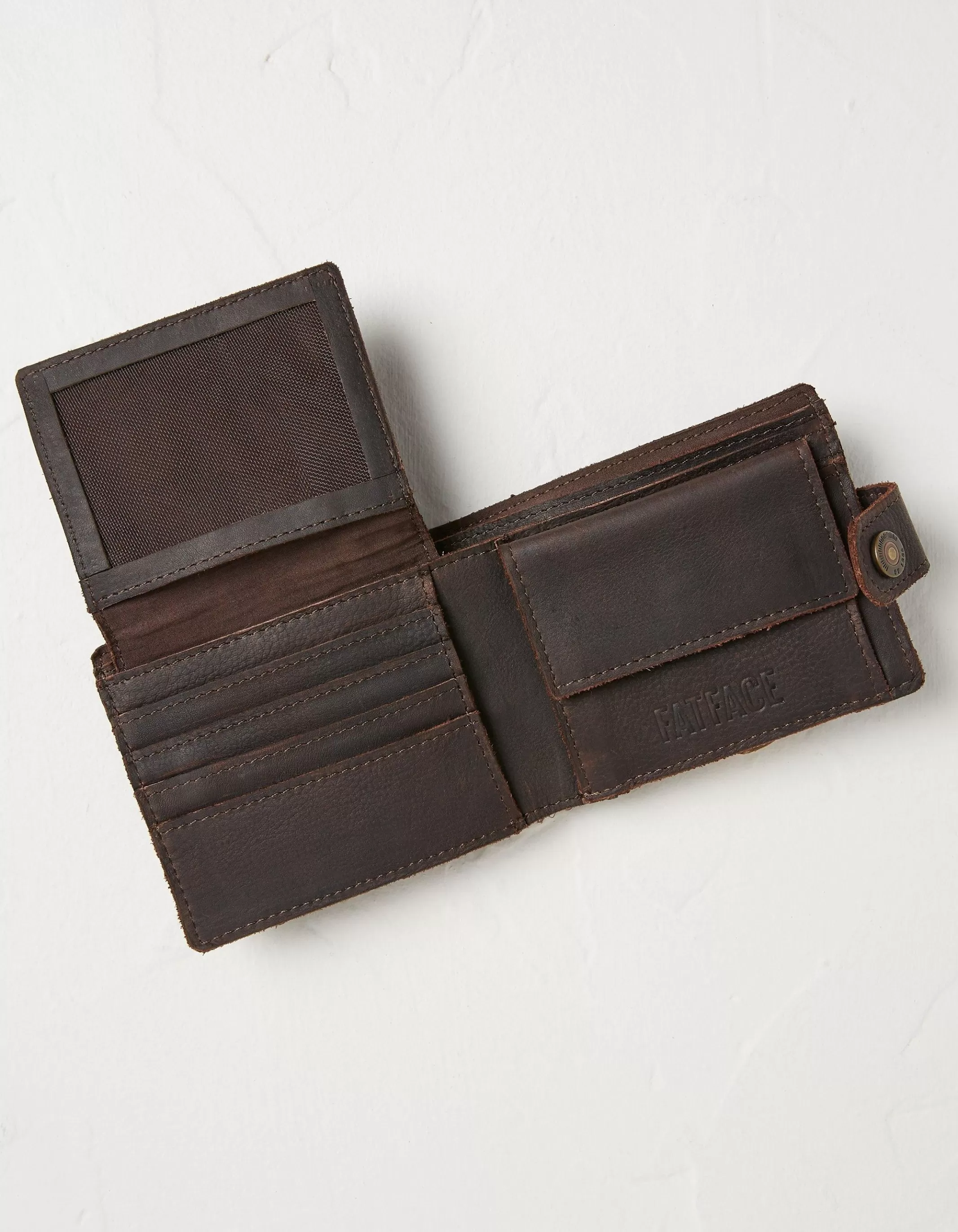 Clearance FatFace Multi Compartment Leather Wallet Chocolate Brown