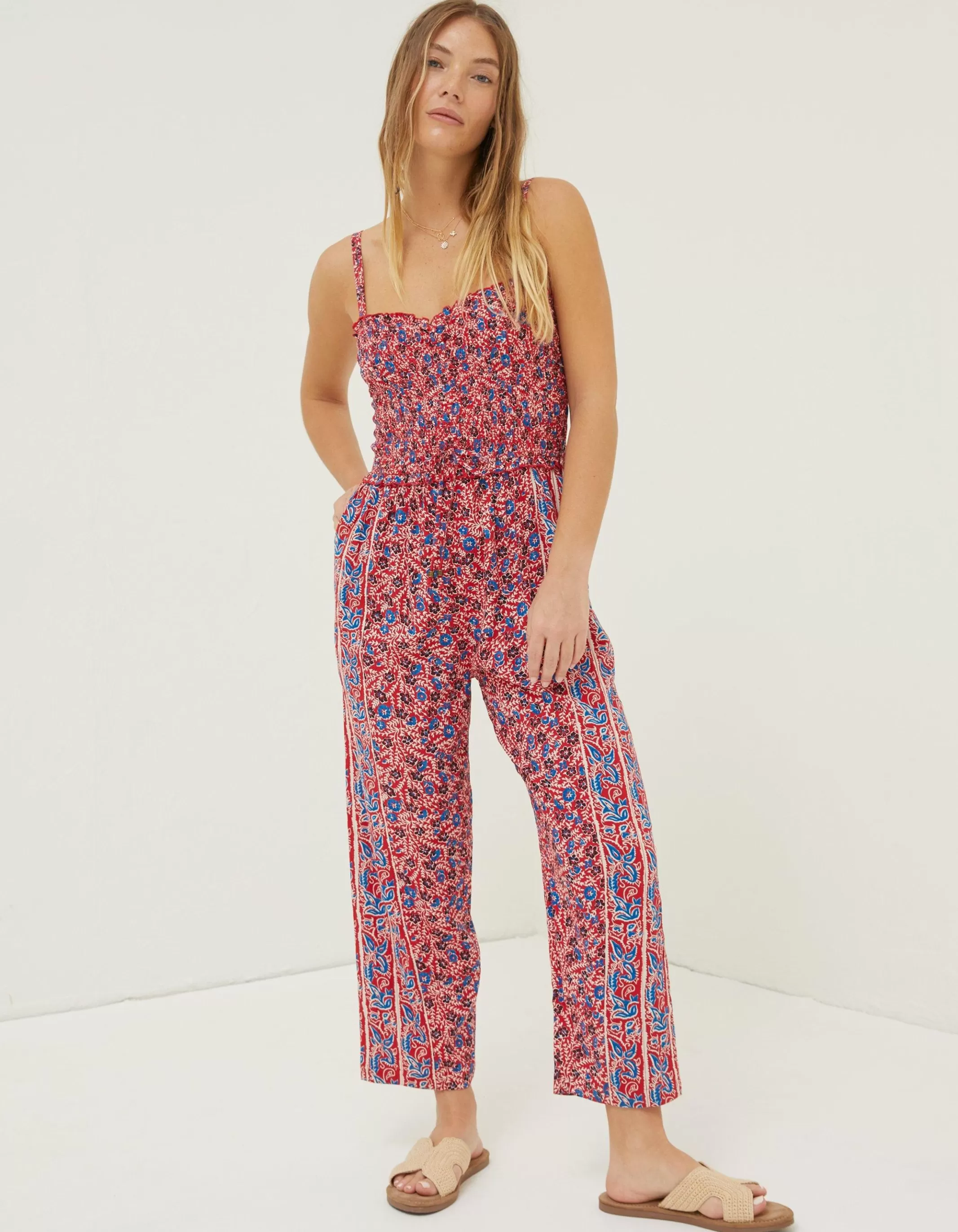 Online FatFace Natalie Meadow Jumpsuit Tomato Red