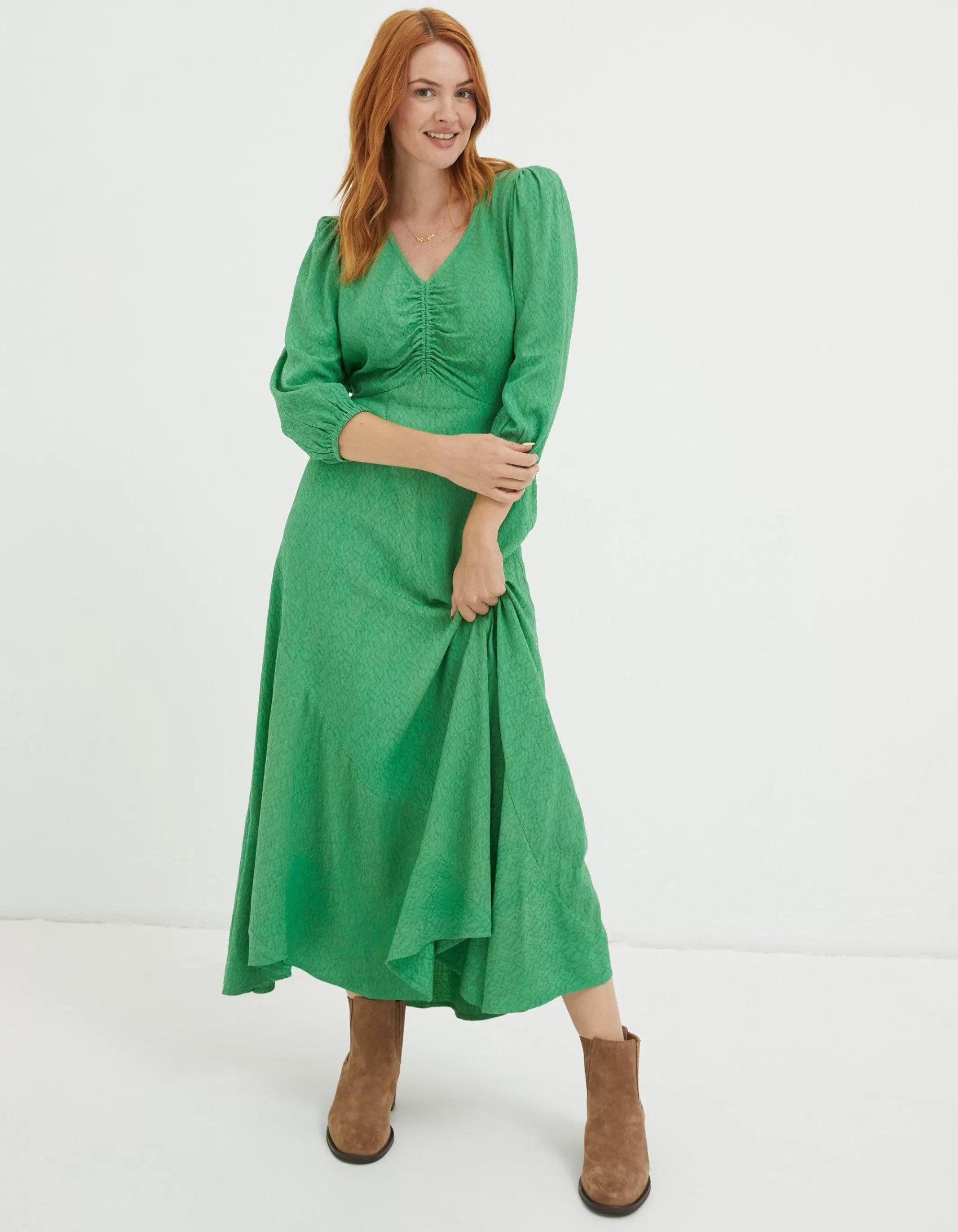 Online FatFace Nate Midi Dress Bright Green