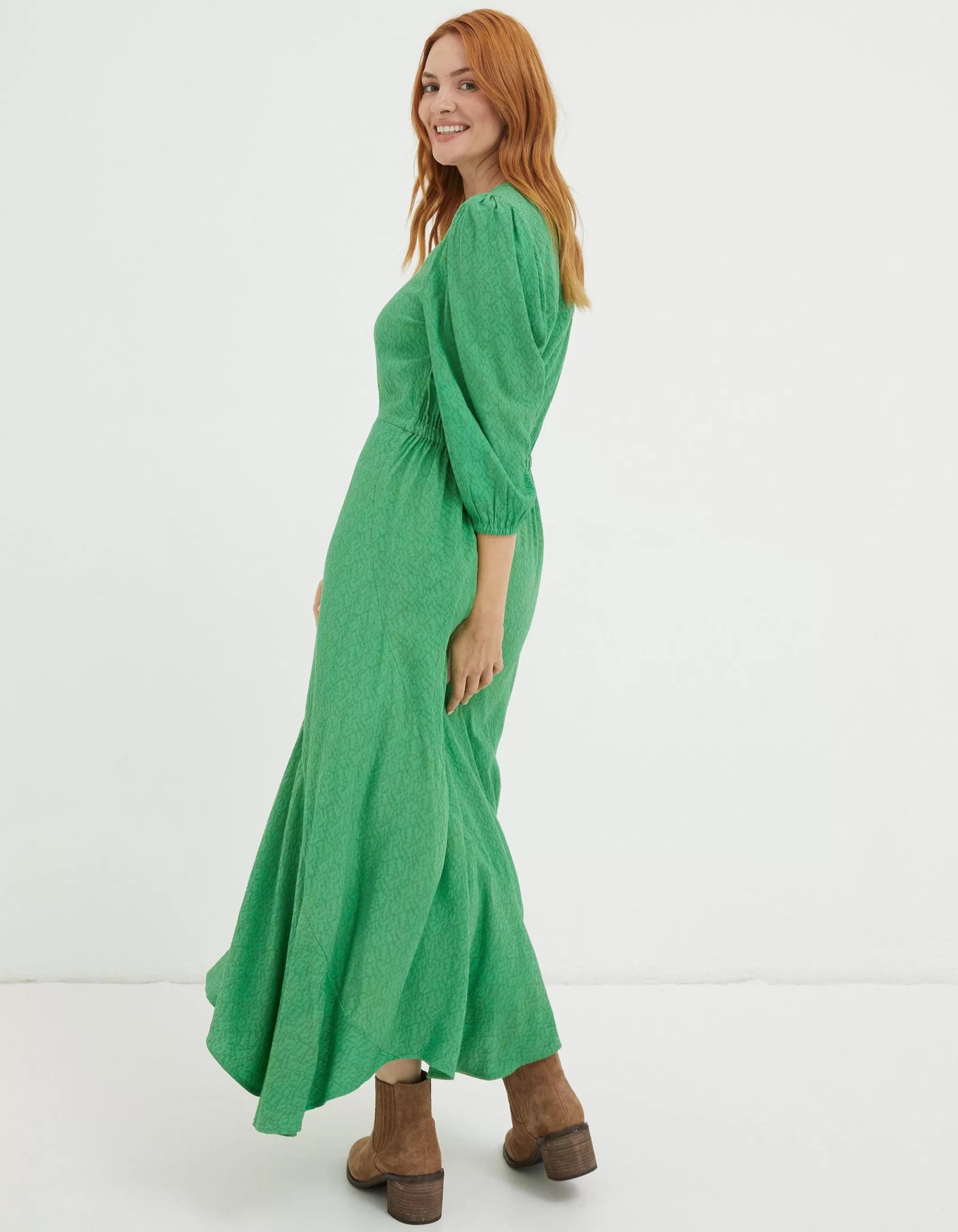 Online FatFace Nate Midi Dress Bright Green