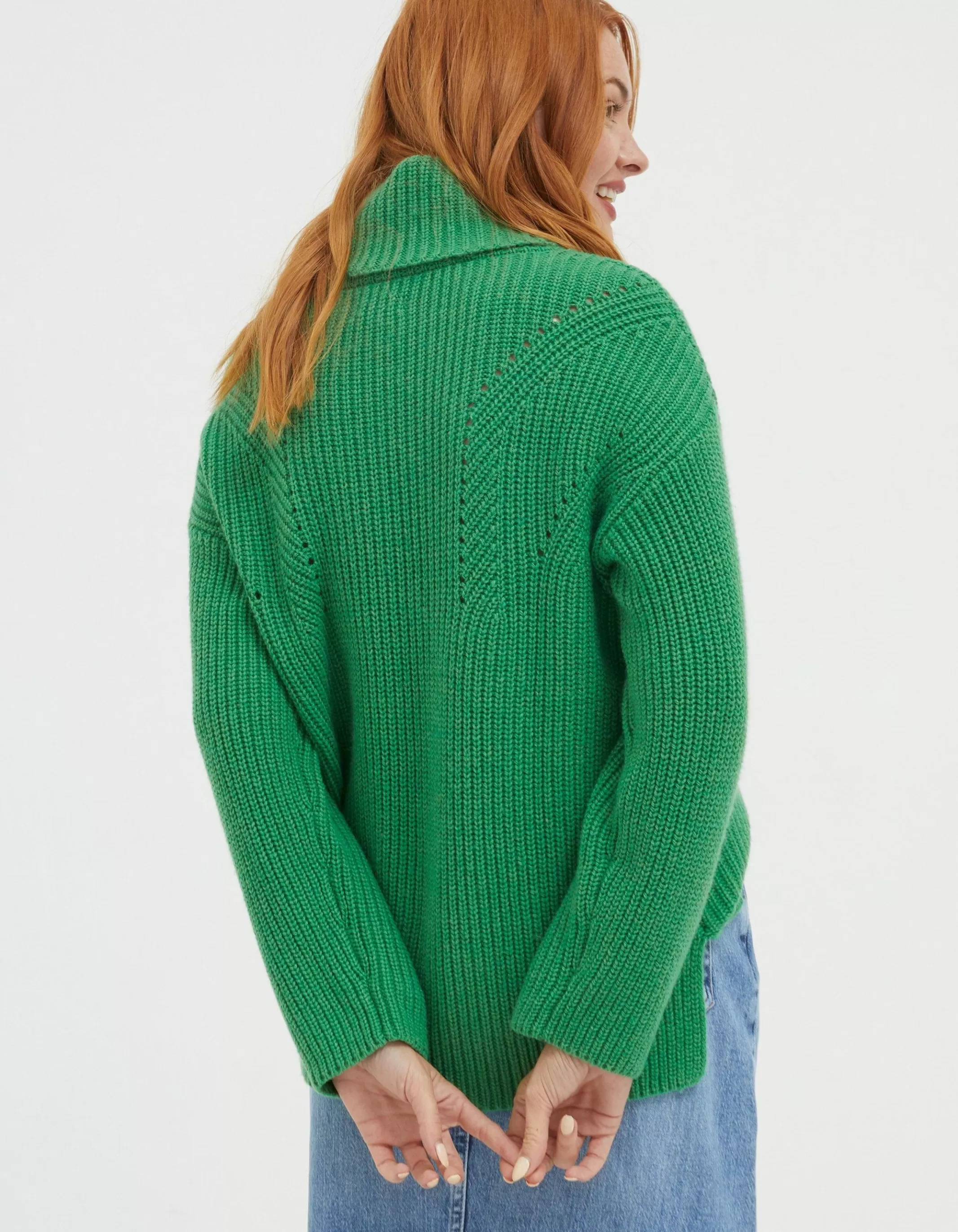 Flash Sale FatFace Nellie Boxy Roll Neck Jumper Green