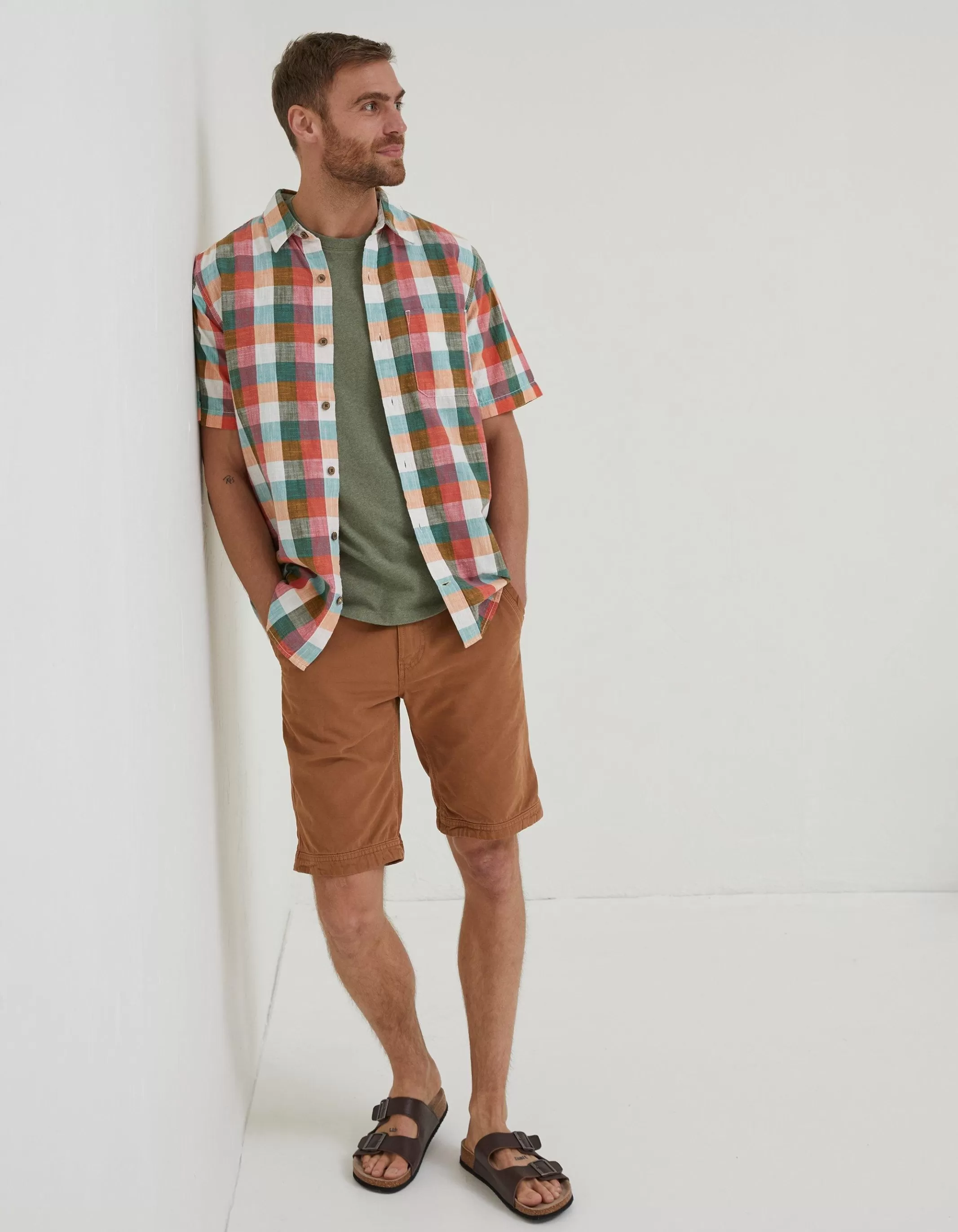 Sale FatFace Nelson Check Shirt Dark Orange