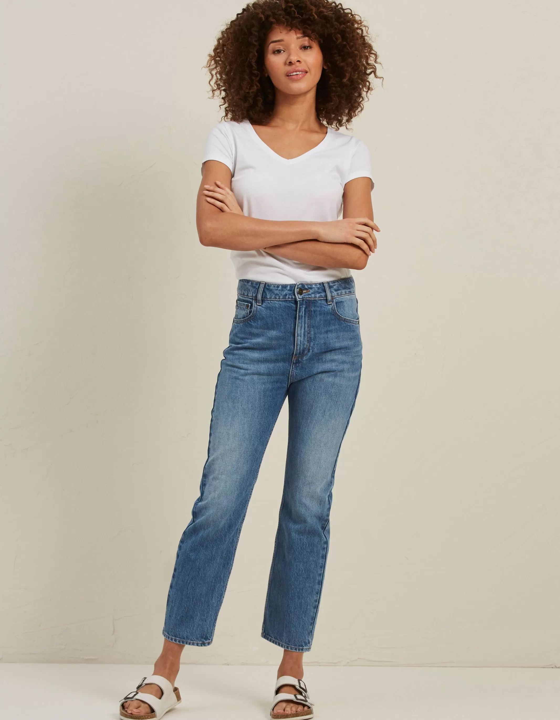 New FatFace Newham Straight Jeans Light Wash