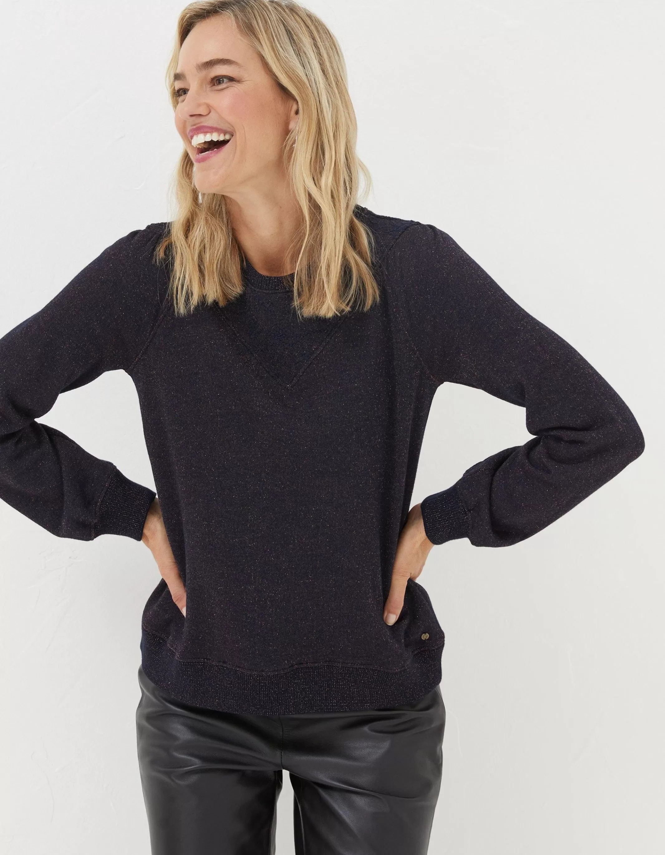 Store FatFace Noa Sparkle Crew Neck Sweatshirt Navy