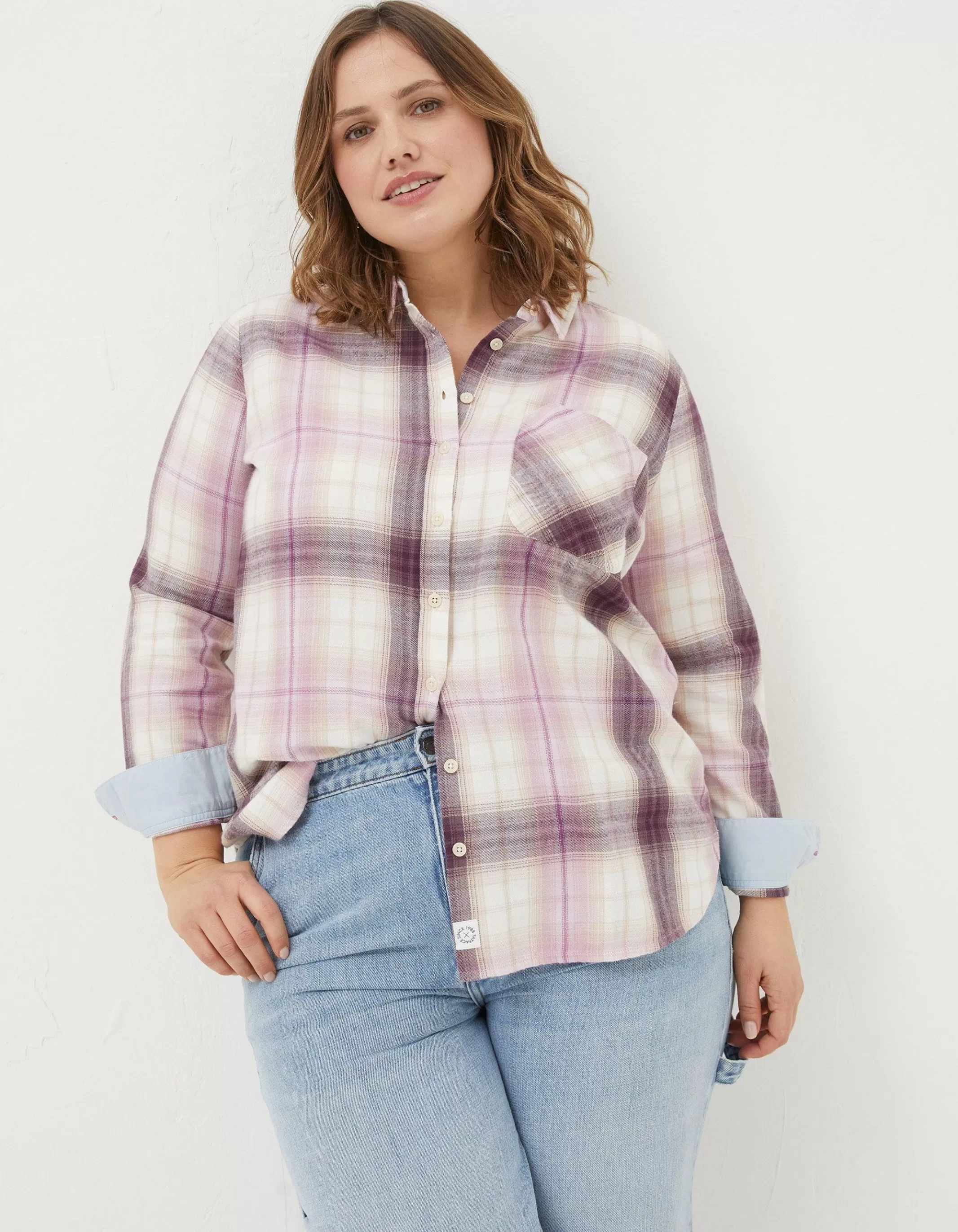 Shop FatFace Olivia Check Shirt Purple