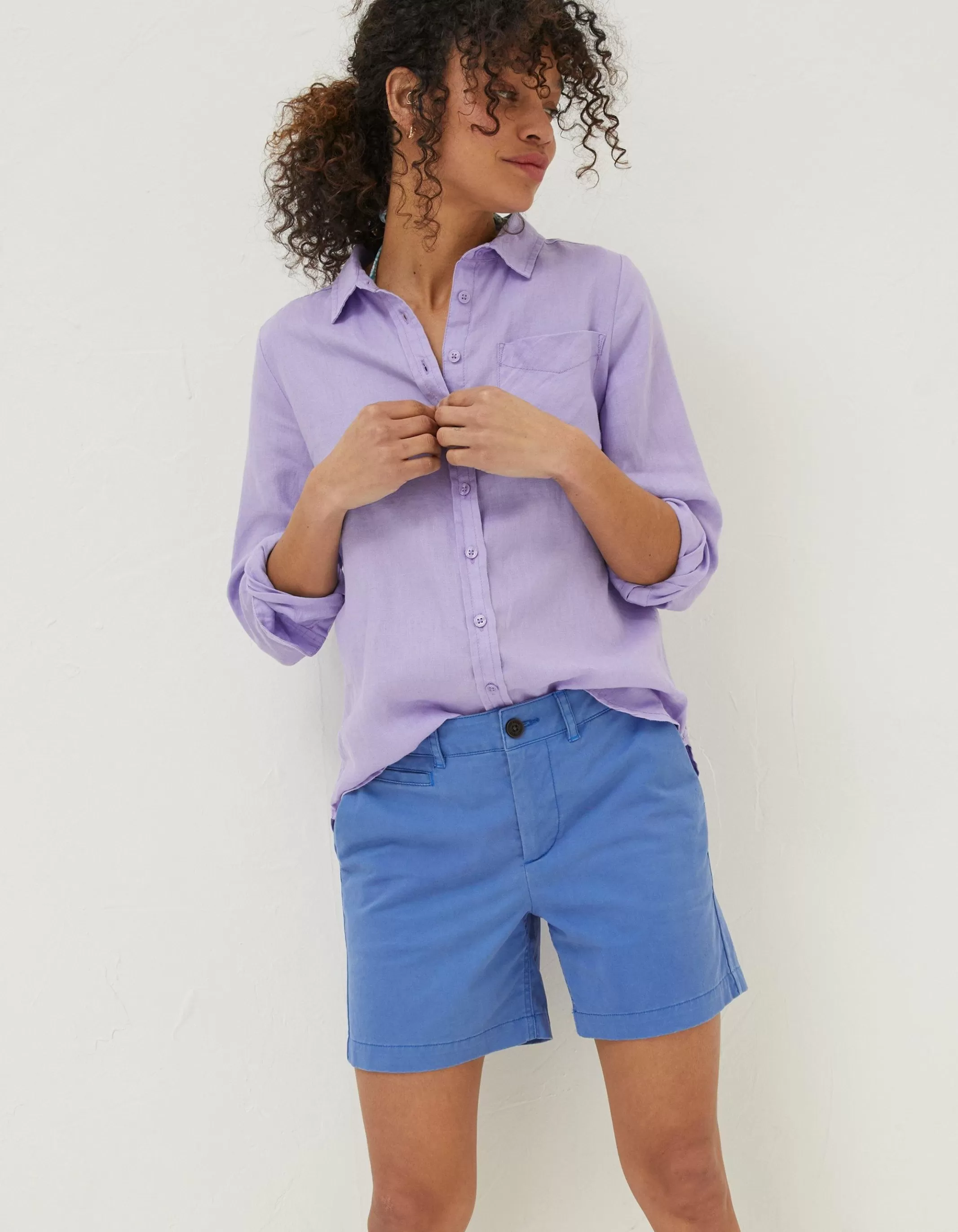 Sale FatFace Olivia Linen Shirt Lilac