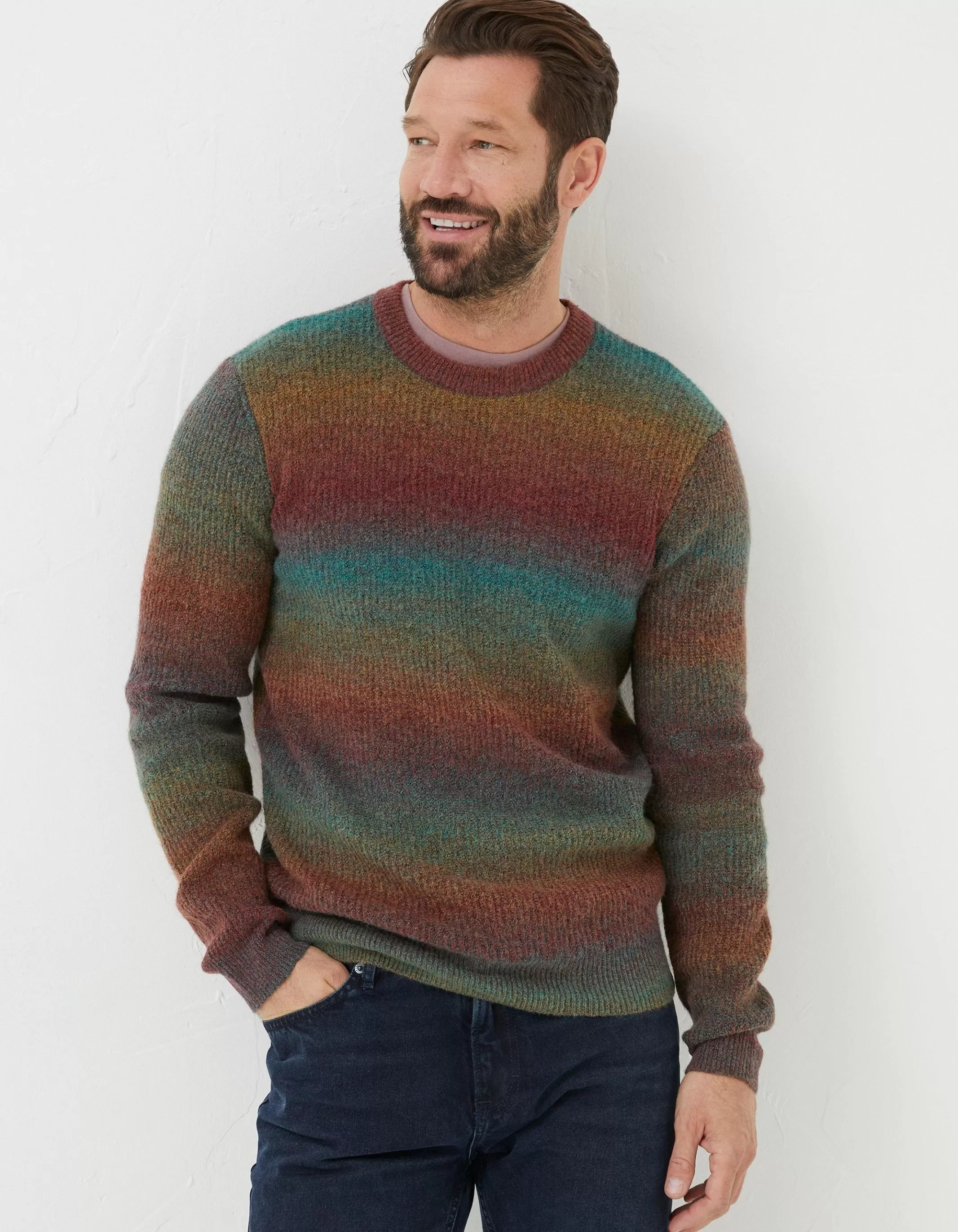 Clearance FatFace Ombre Crew Jumper Multi