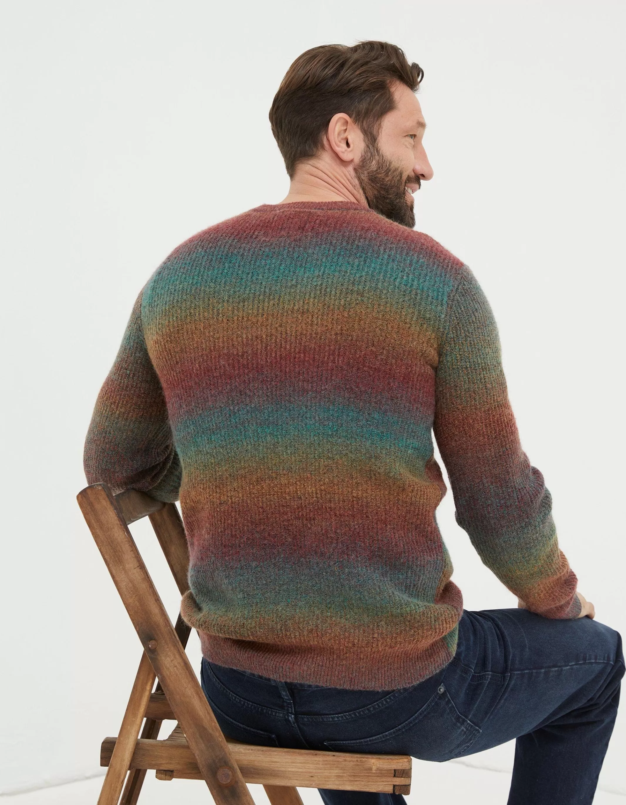 Clearance FatFace Ombre Crew Jumper Multi