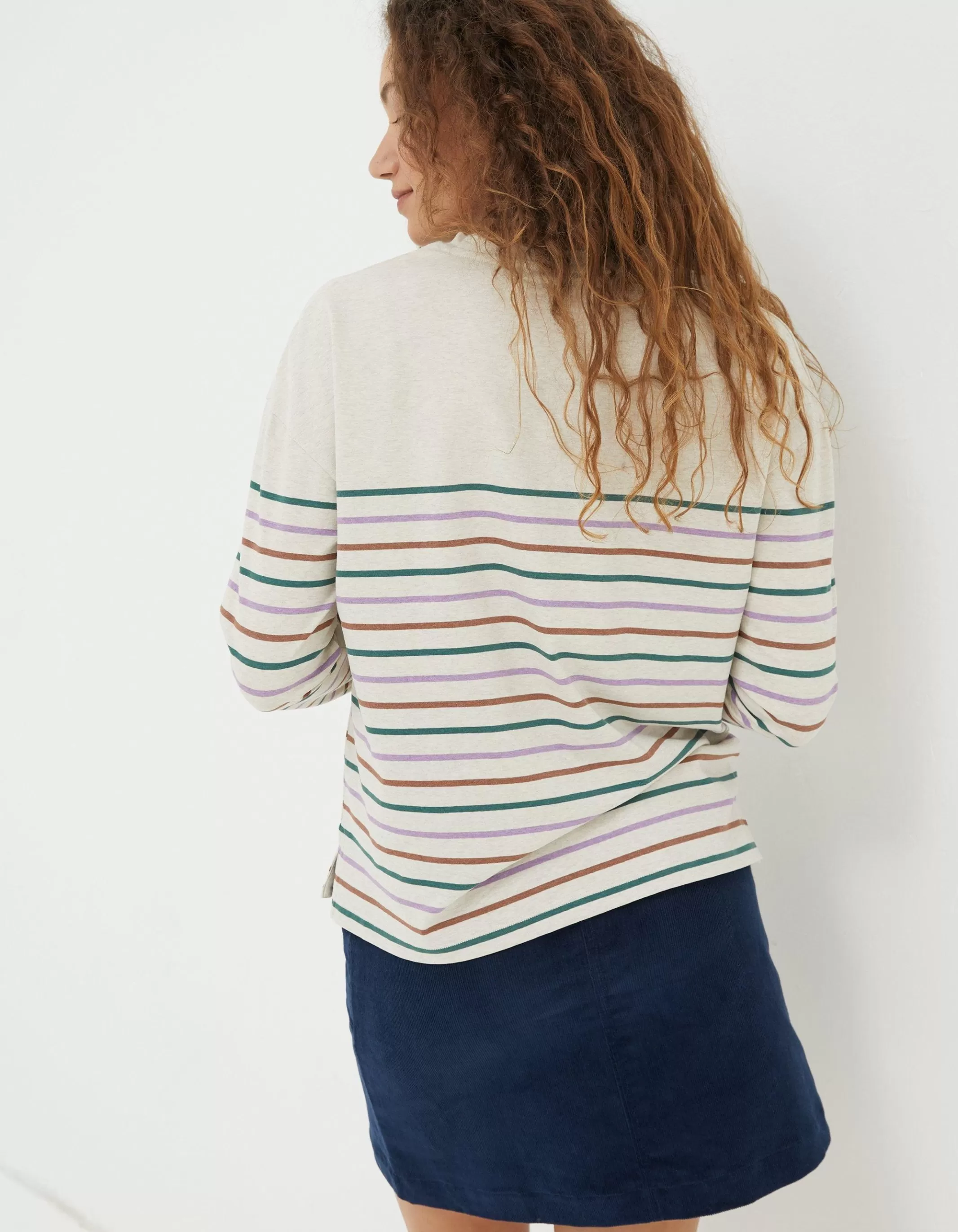 Sale FatFace Organic Cotton Boyfriend Breton Cream
