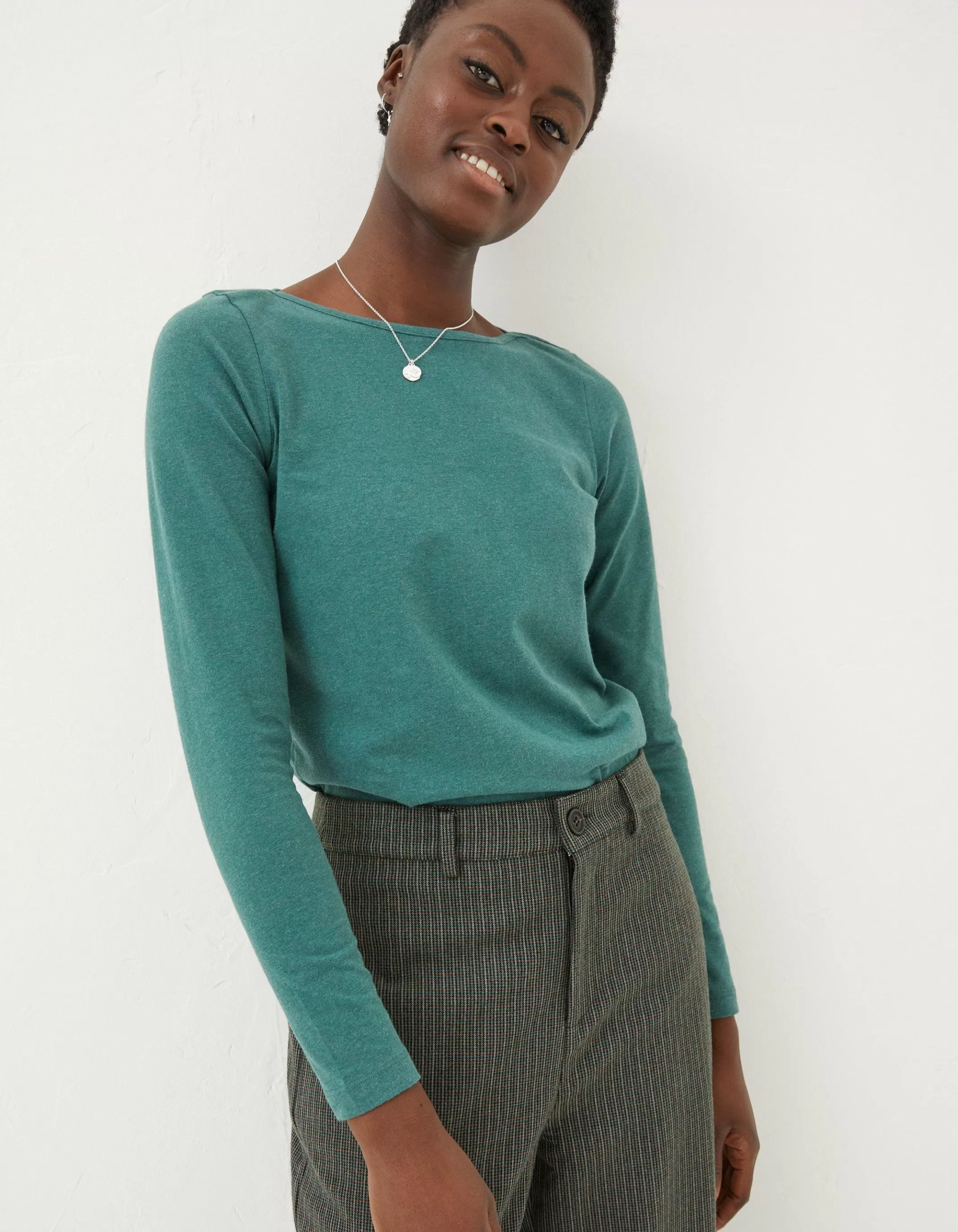 Best Sale FatFace Organic Cotton Bree T-Shirt Teal Green