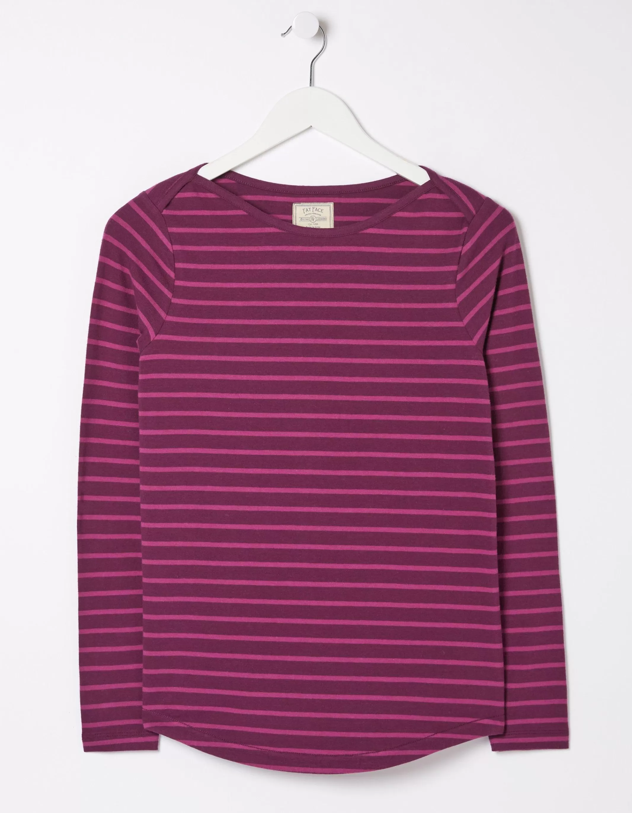 Fashion FatFace Organic Cotton Breton Top Plum