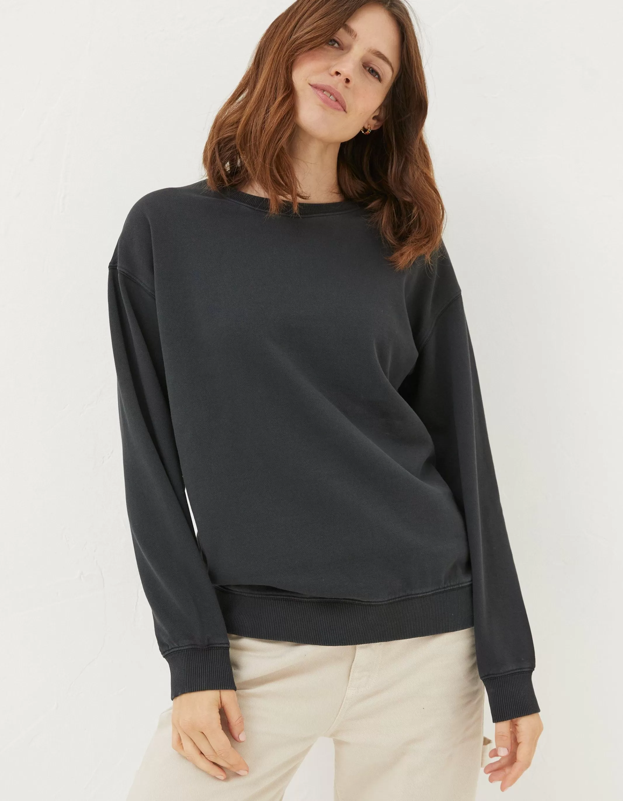 Online FatFace Organic Cotton Georgia Crew Sweatshirt Black