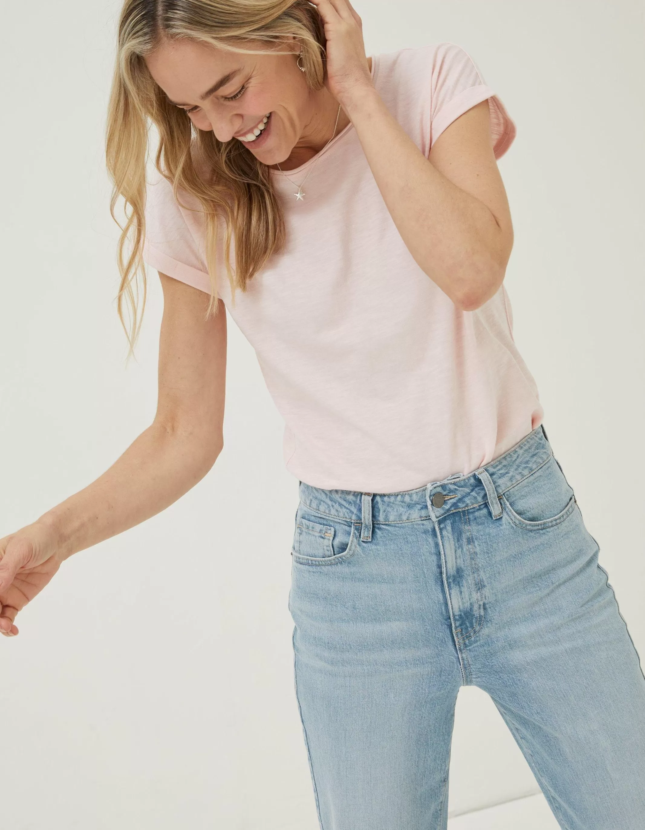 Discount FatFace Organic Cotton Ivy T Shirt Light Pink