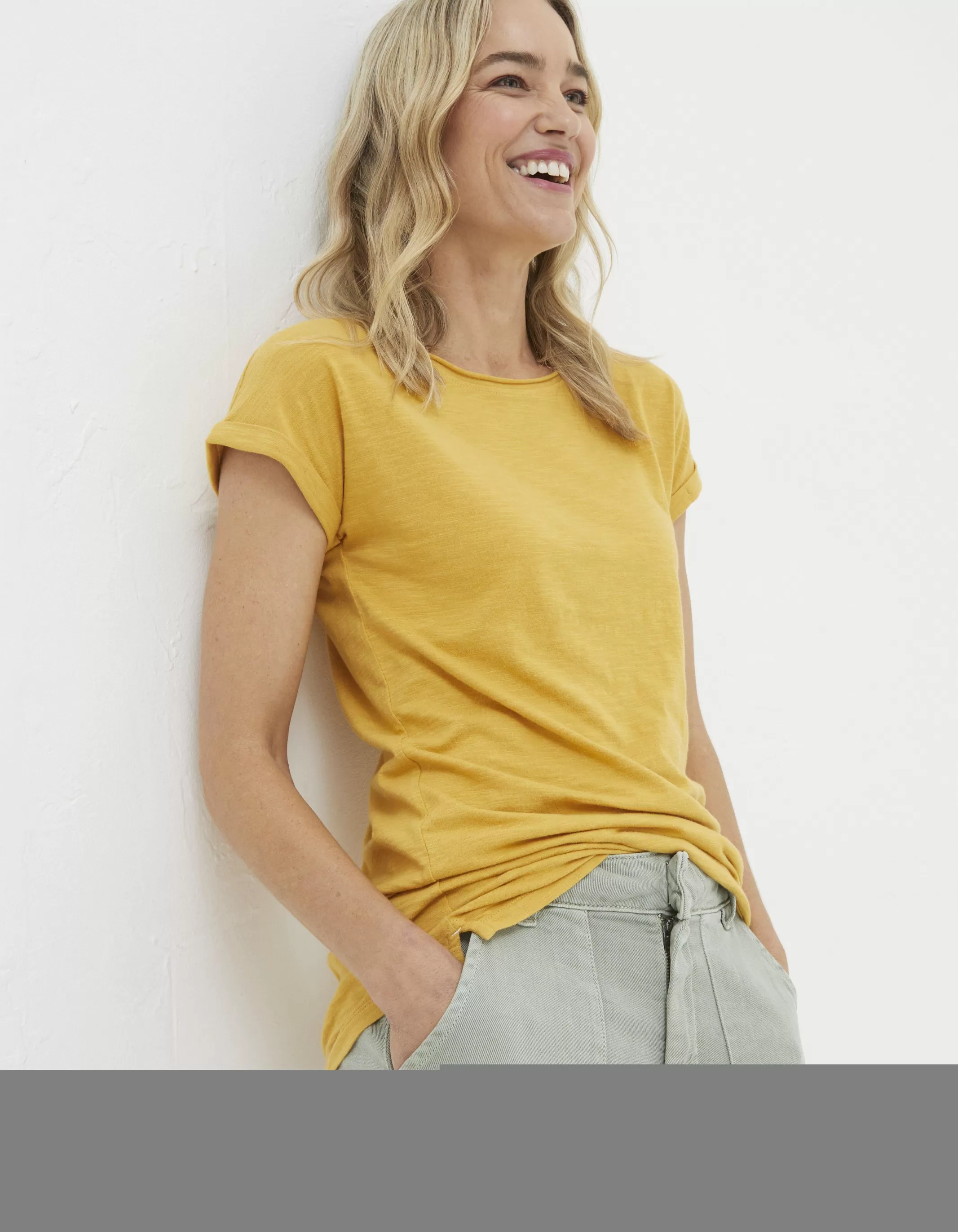 Best Sale FatFace Organic Cotton Ivy T Shirt Golden Yellow