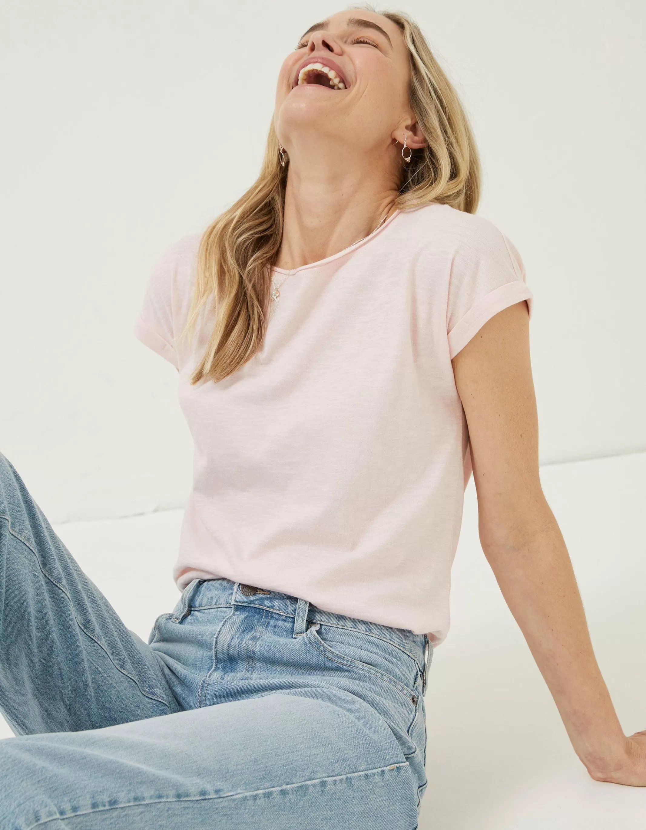 Discount FatFace Organic Cotton Ivy T Shirt Light Pink
