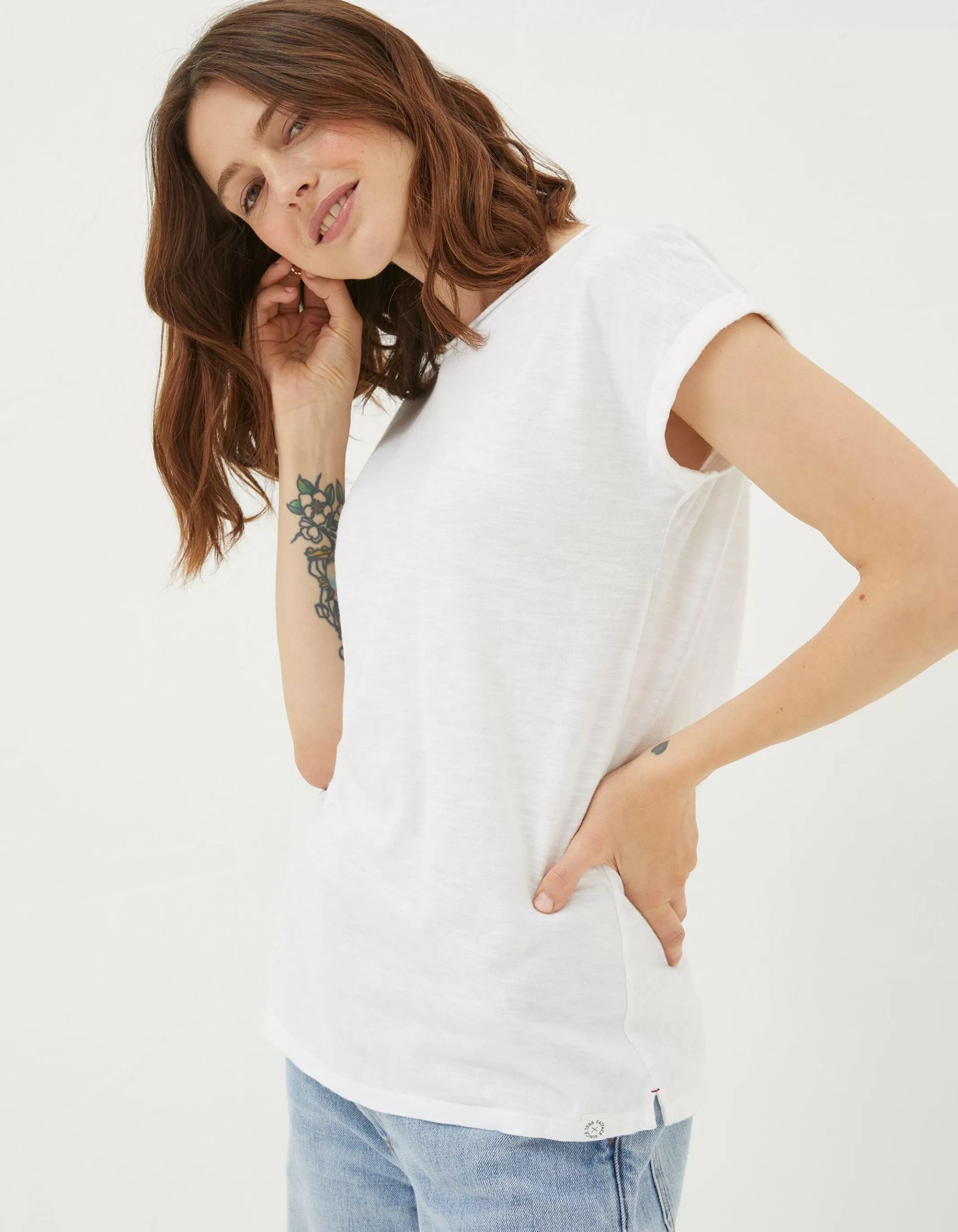 Hot FatFace Organic Cotton Ivy T Shirt White