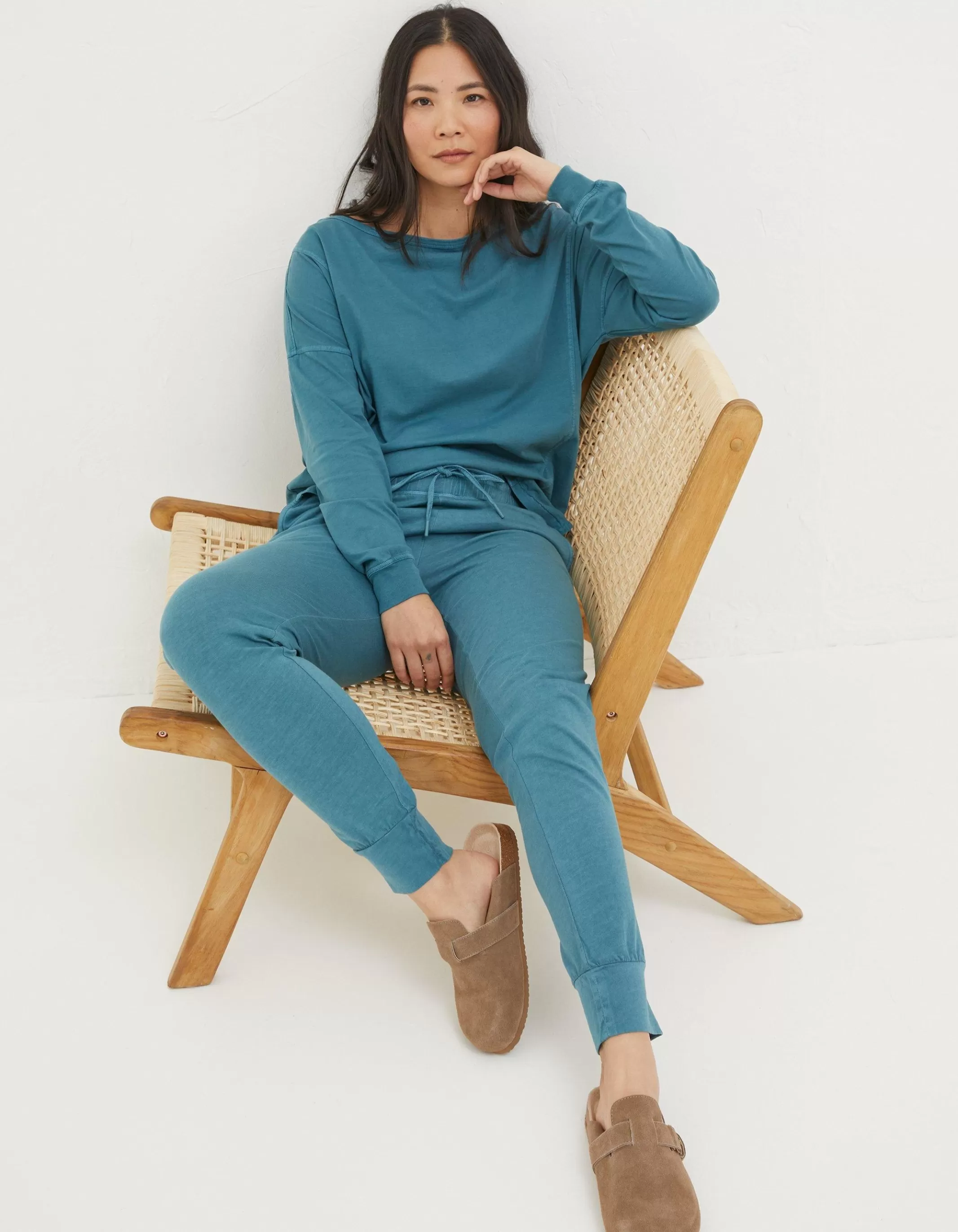 Cheap FatFace Organic Cotton Ottilie Jogger Light Teal Blue