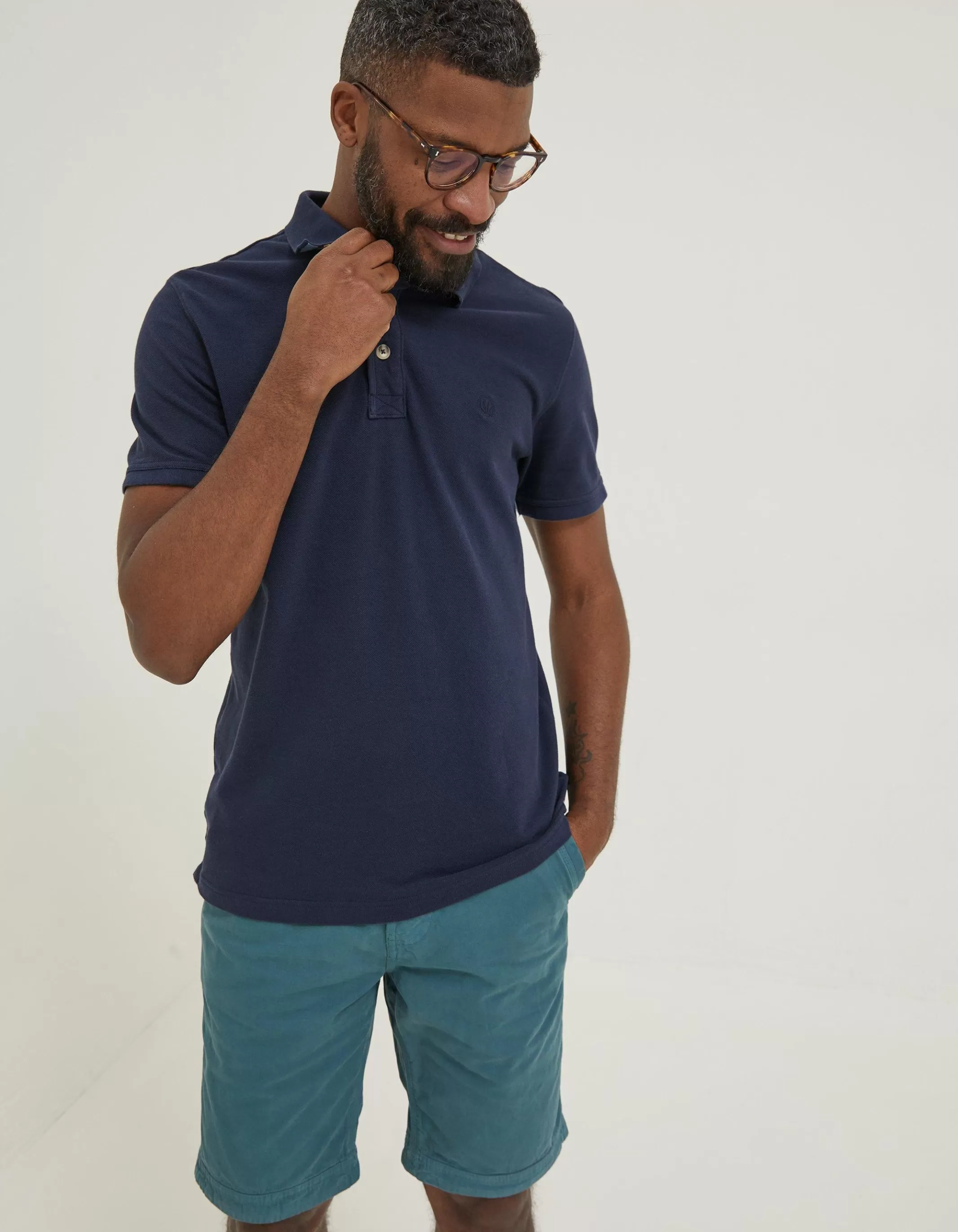 Shop FatFace Organic Cotton Pique Polo Navy