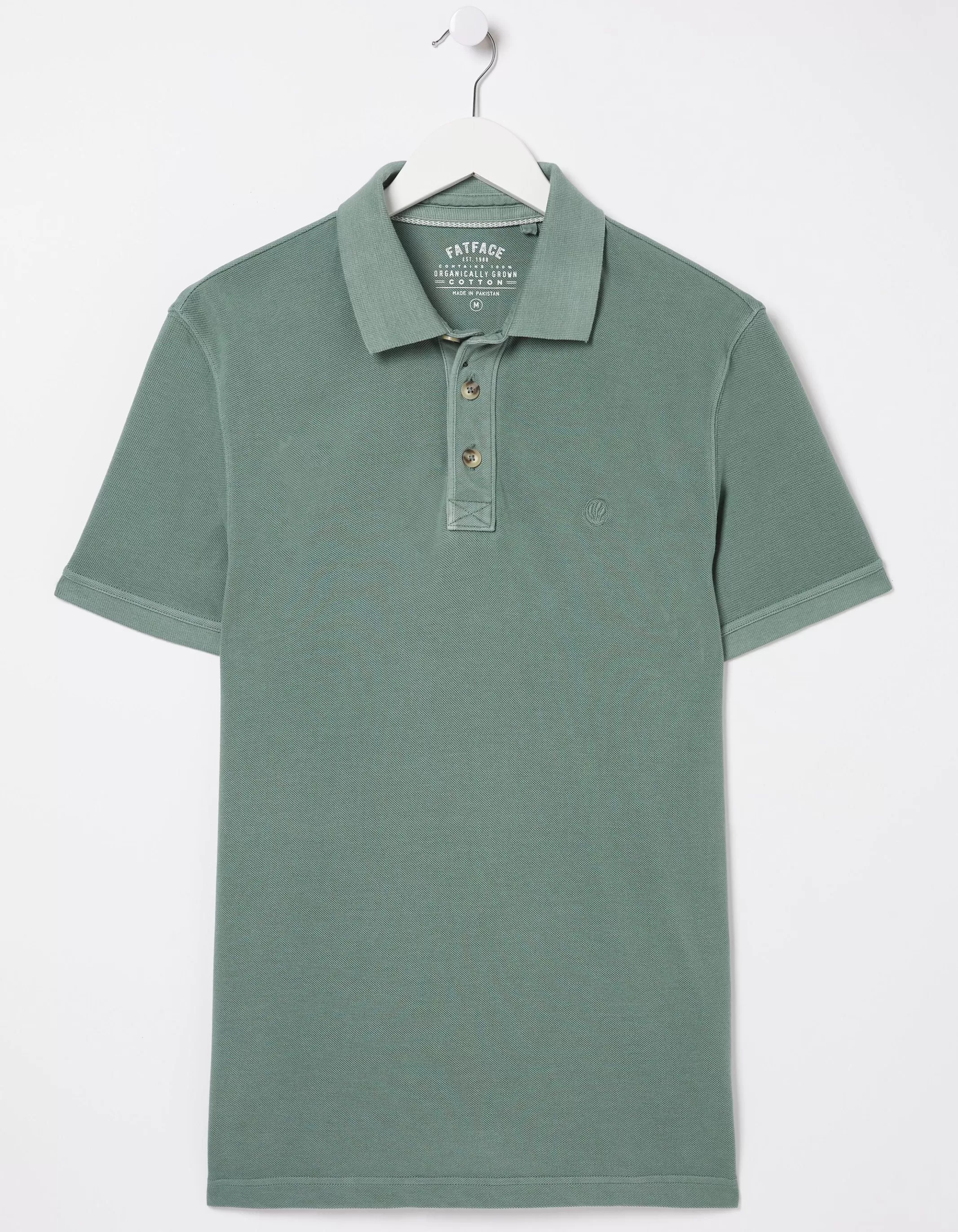 Best FatFace Organic Cotton Pique Polo Green Haze