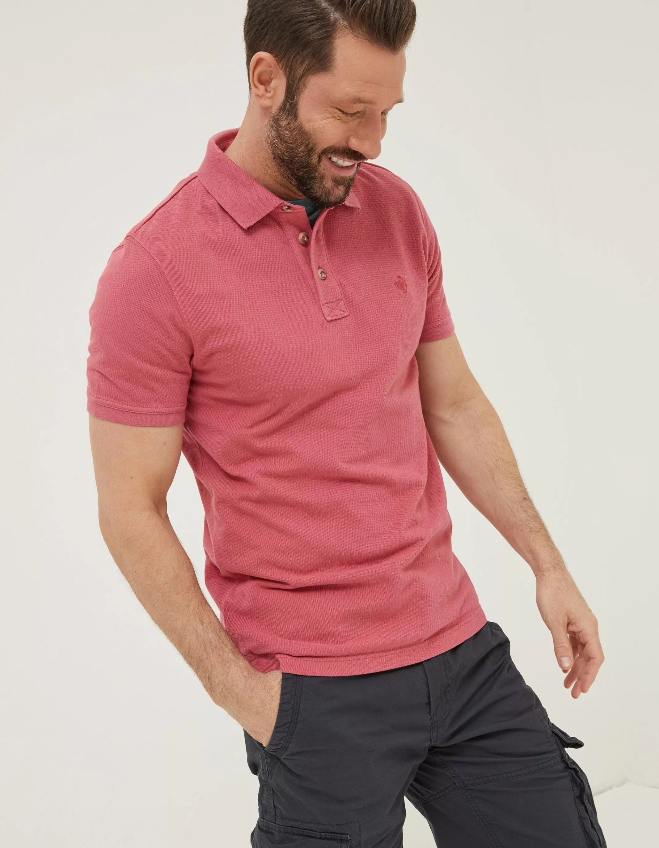 Fashion FatFace Organic Cotton Pique Polo Rose Pink