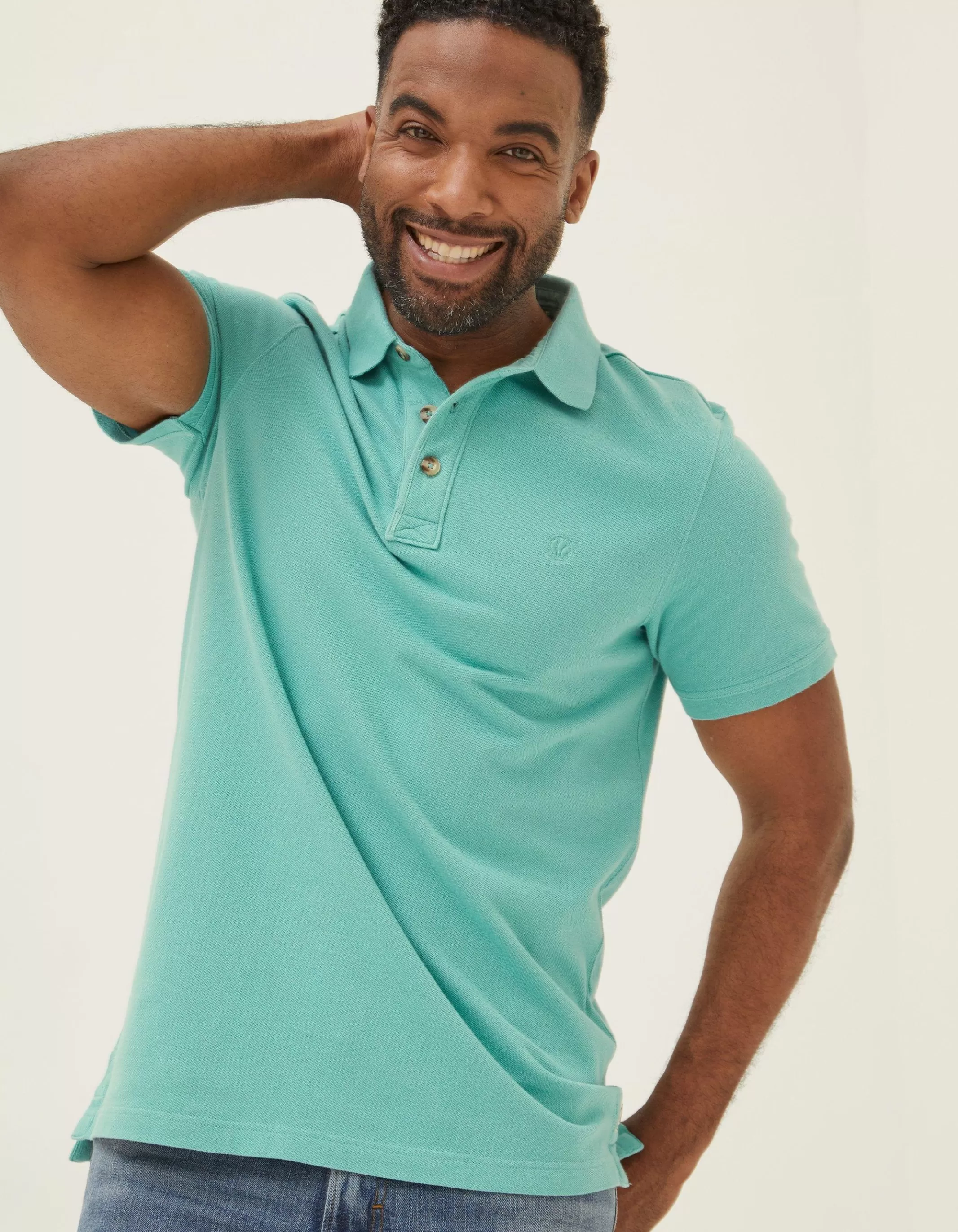 Flash Sale FatFace Organic Cotton Pique Polo Light Teal