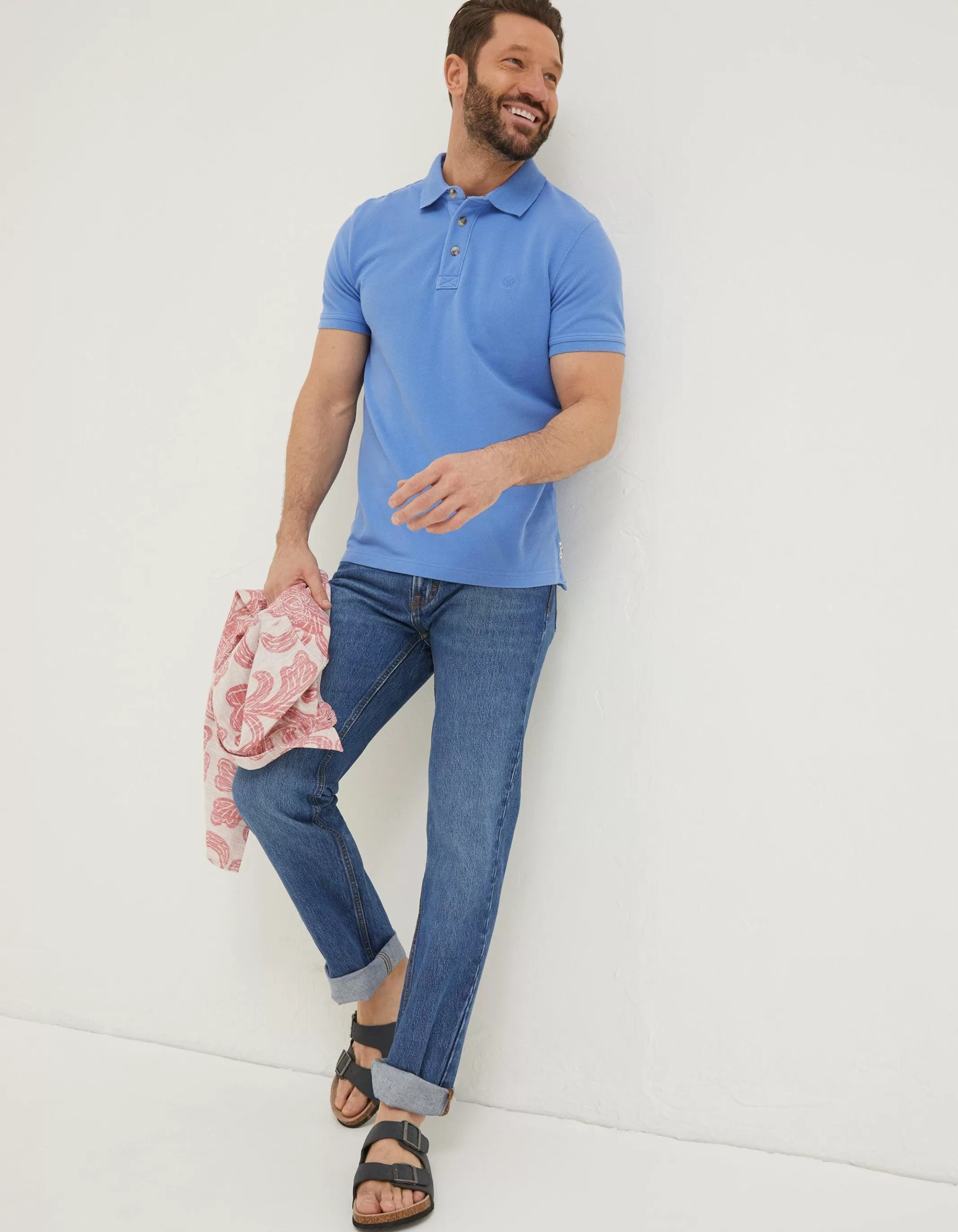 Store FatFace Organic Cotton Pique Polo Light Blue