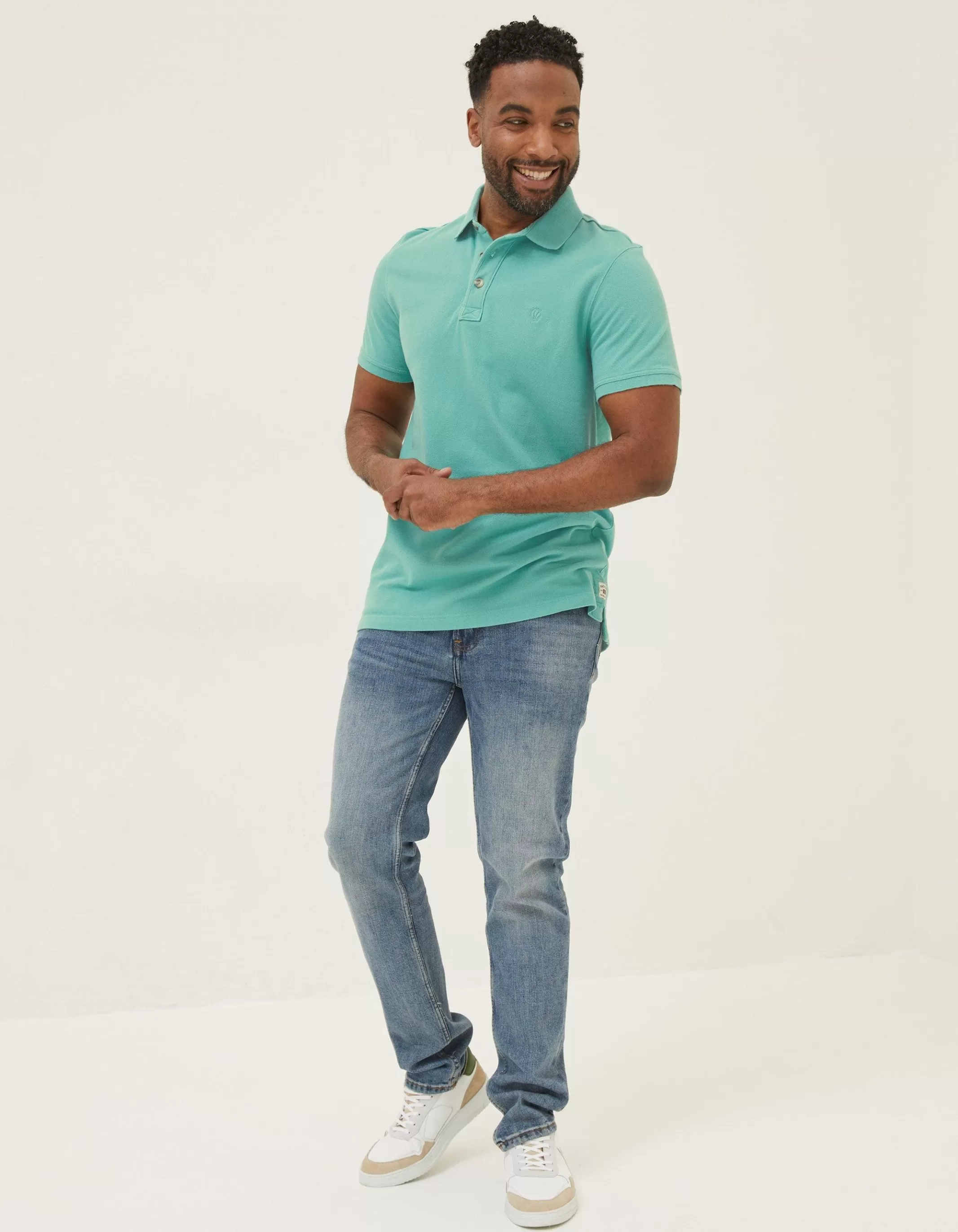 Flash Sale FatFace Organic Cotton Pique Polo Light Teal