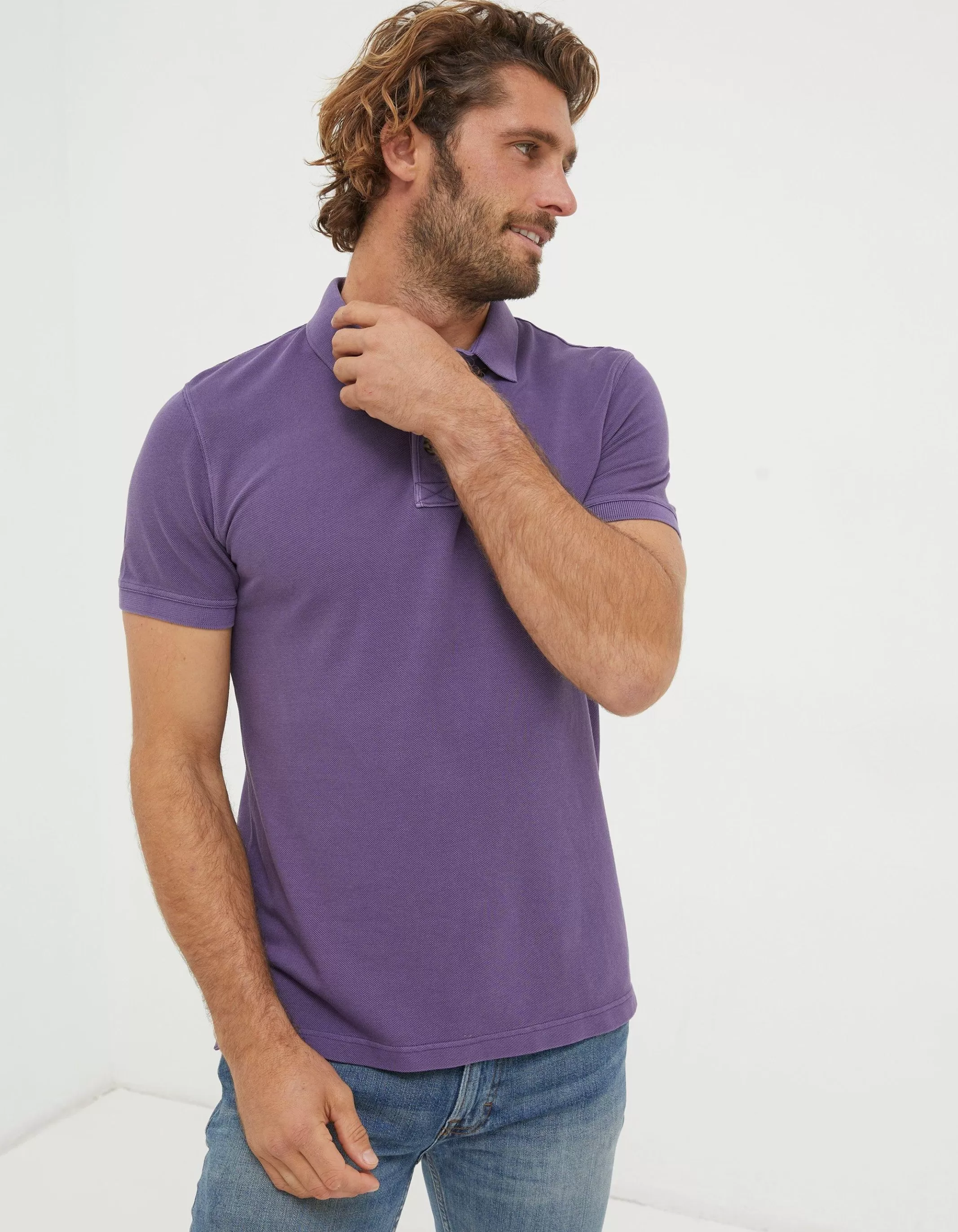 Best FatFace Organic Cotton Pique Polo Purple