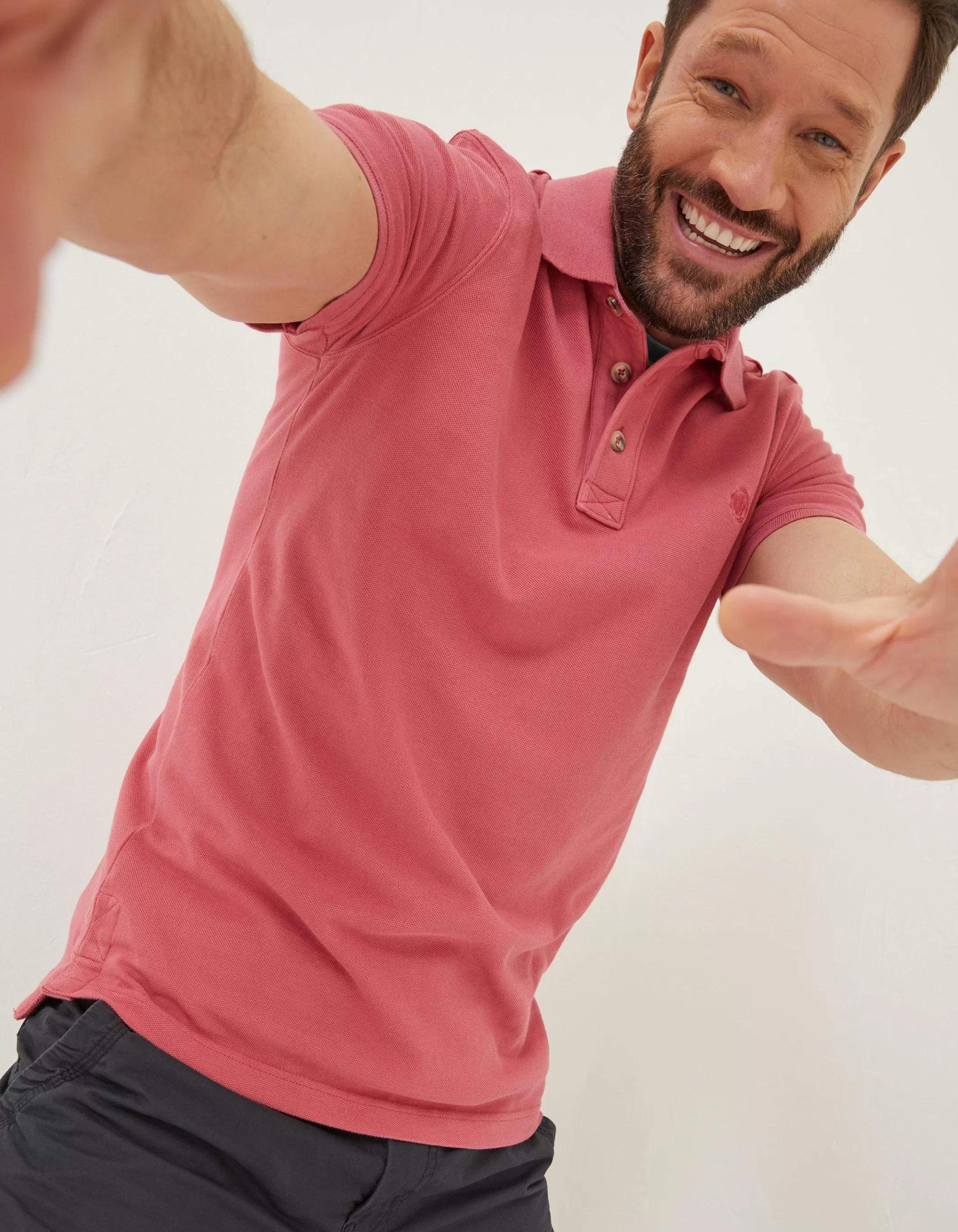 Fashion FatFace Organic Cotton Pique Polo Rose Pink