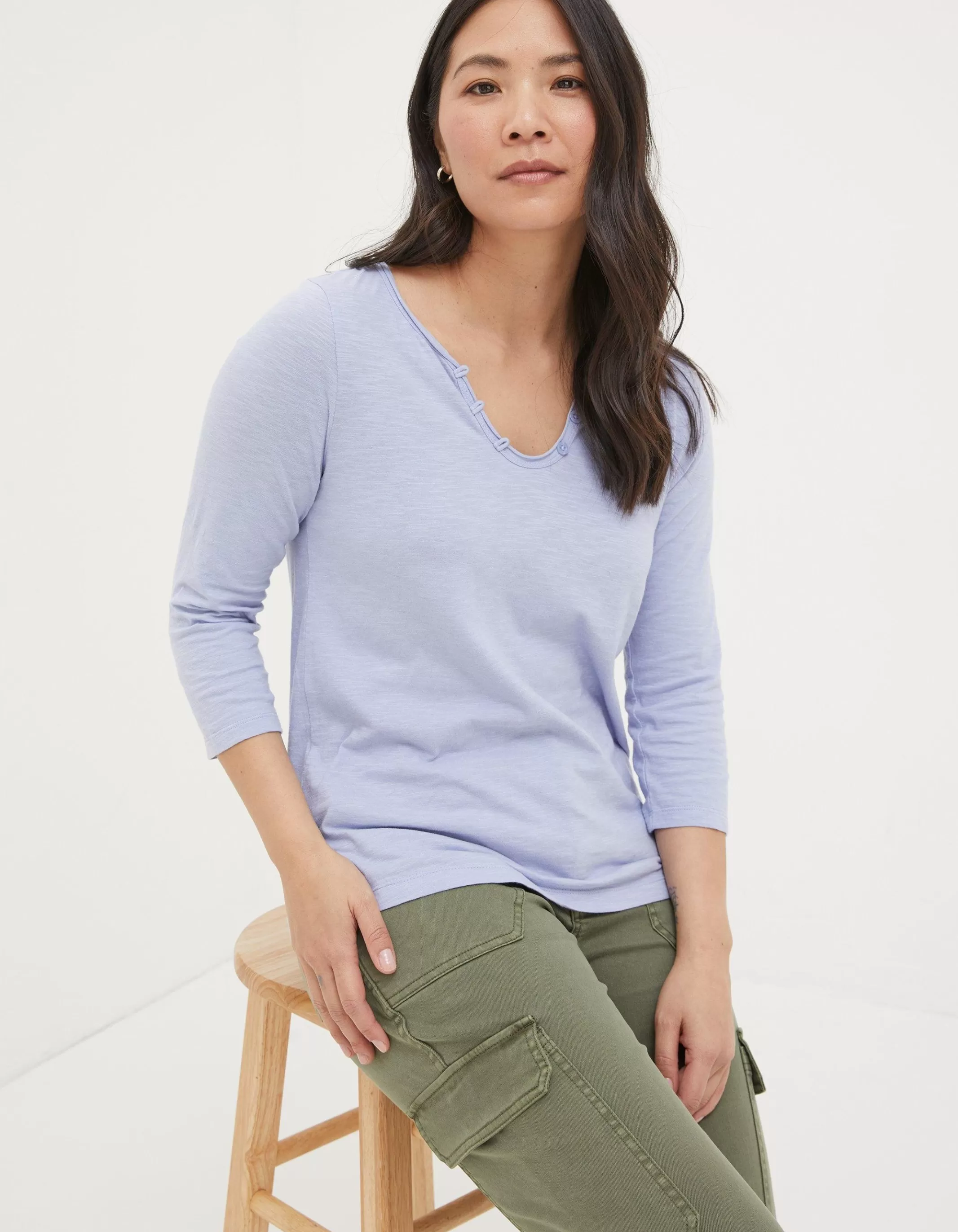 Online FatFace Organic Cotton Porter T Shirt Washed Blue