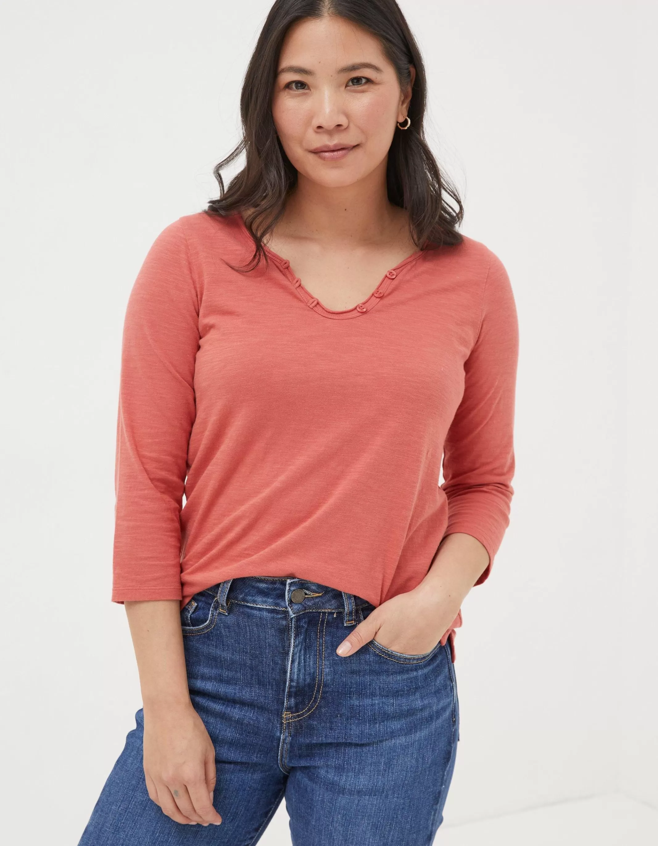 Discount FatFace Organic Cotton Porter T Shirt Vintage Red