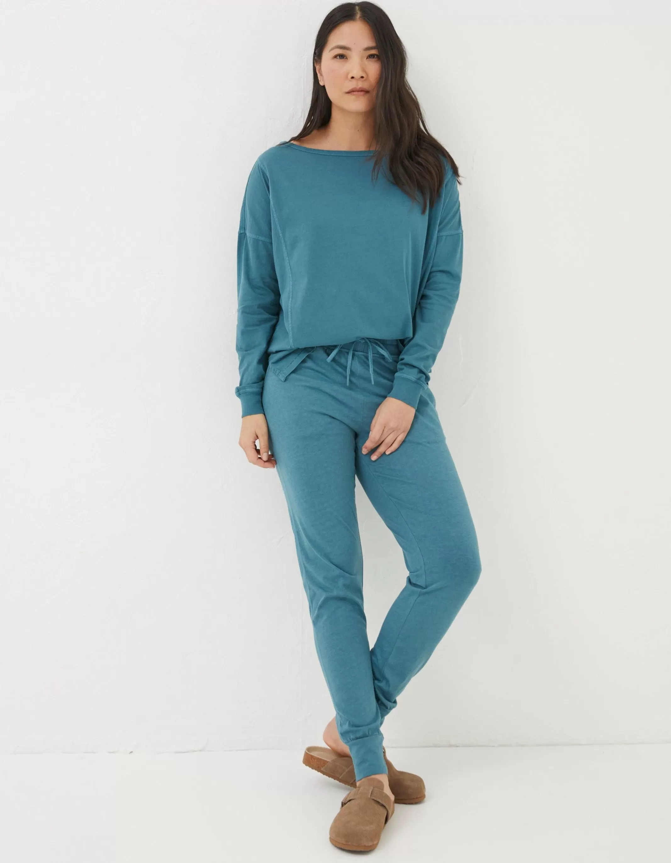 Flash Sale FatFace Organic Cotton Valo Top Light Teal Blue