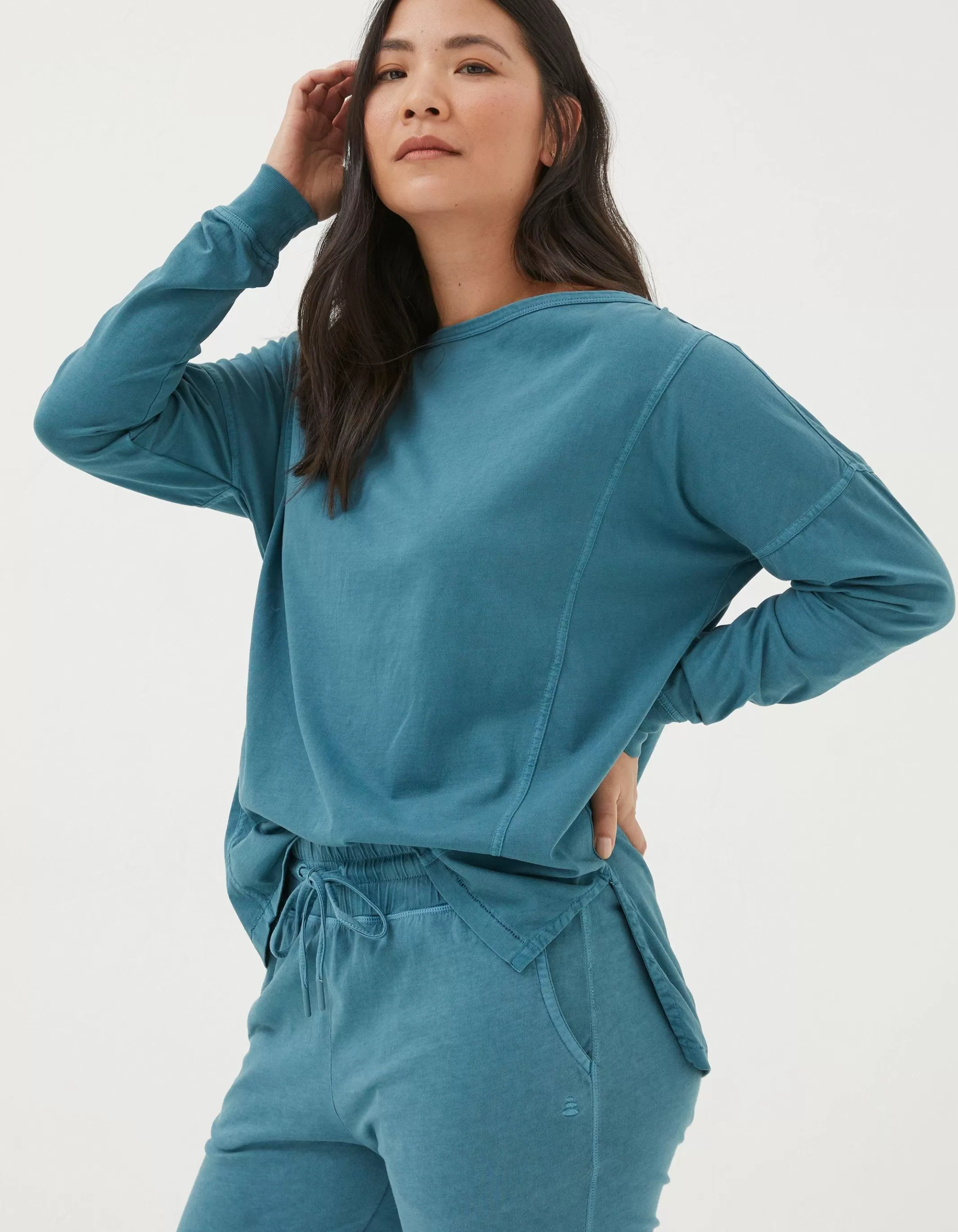 Flash Sale FatFace Organic Cotton Valo Top Light Teal Blue