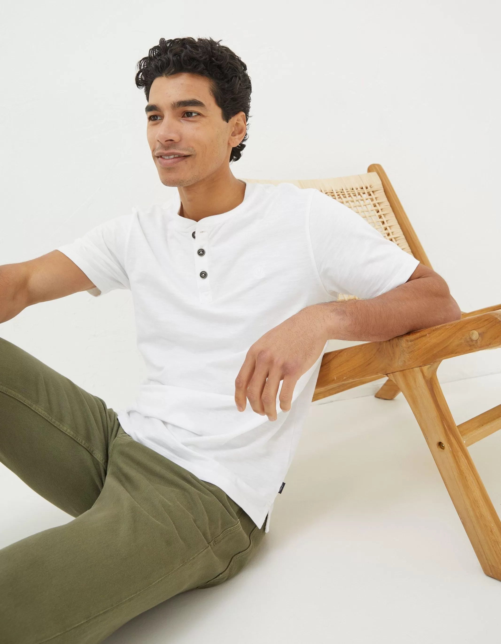 Shop FatFace Organic Cotton Woodside Slub Henley White