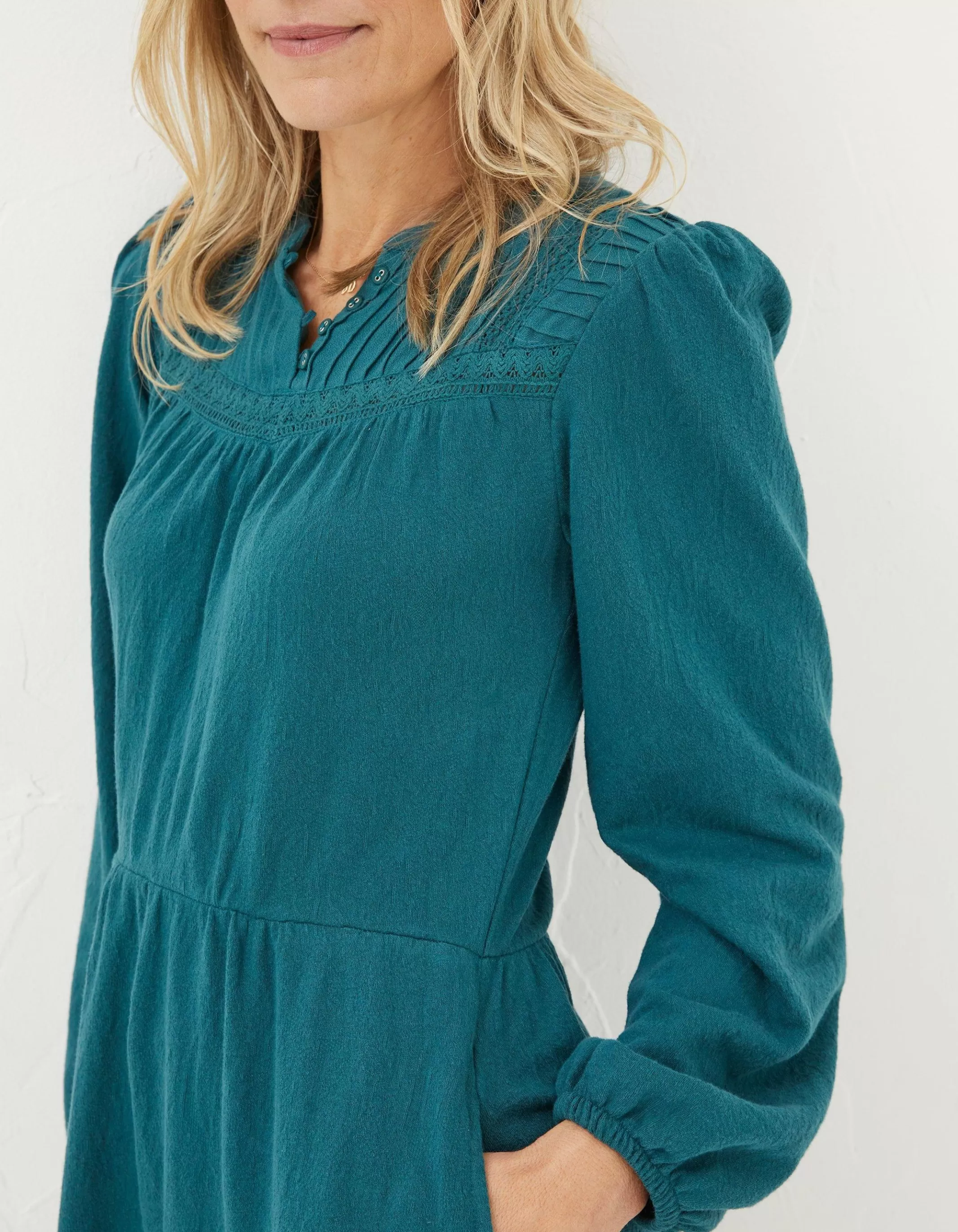 Best Sale FatFace Orla Jersey Dress Dark Teal Green