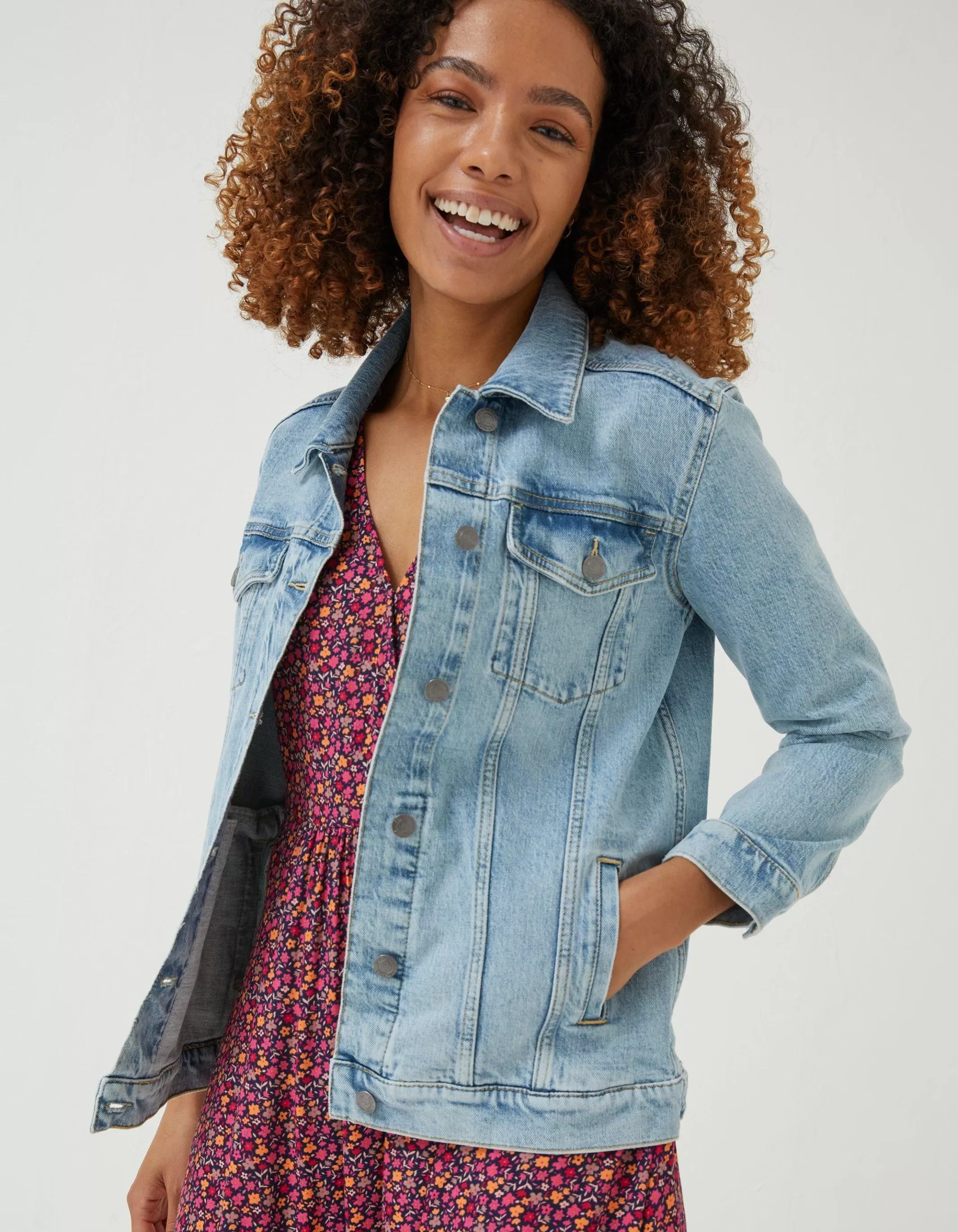 Online FatFace Ottilee Denim Jacket Light Blue