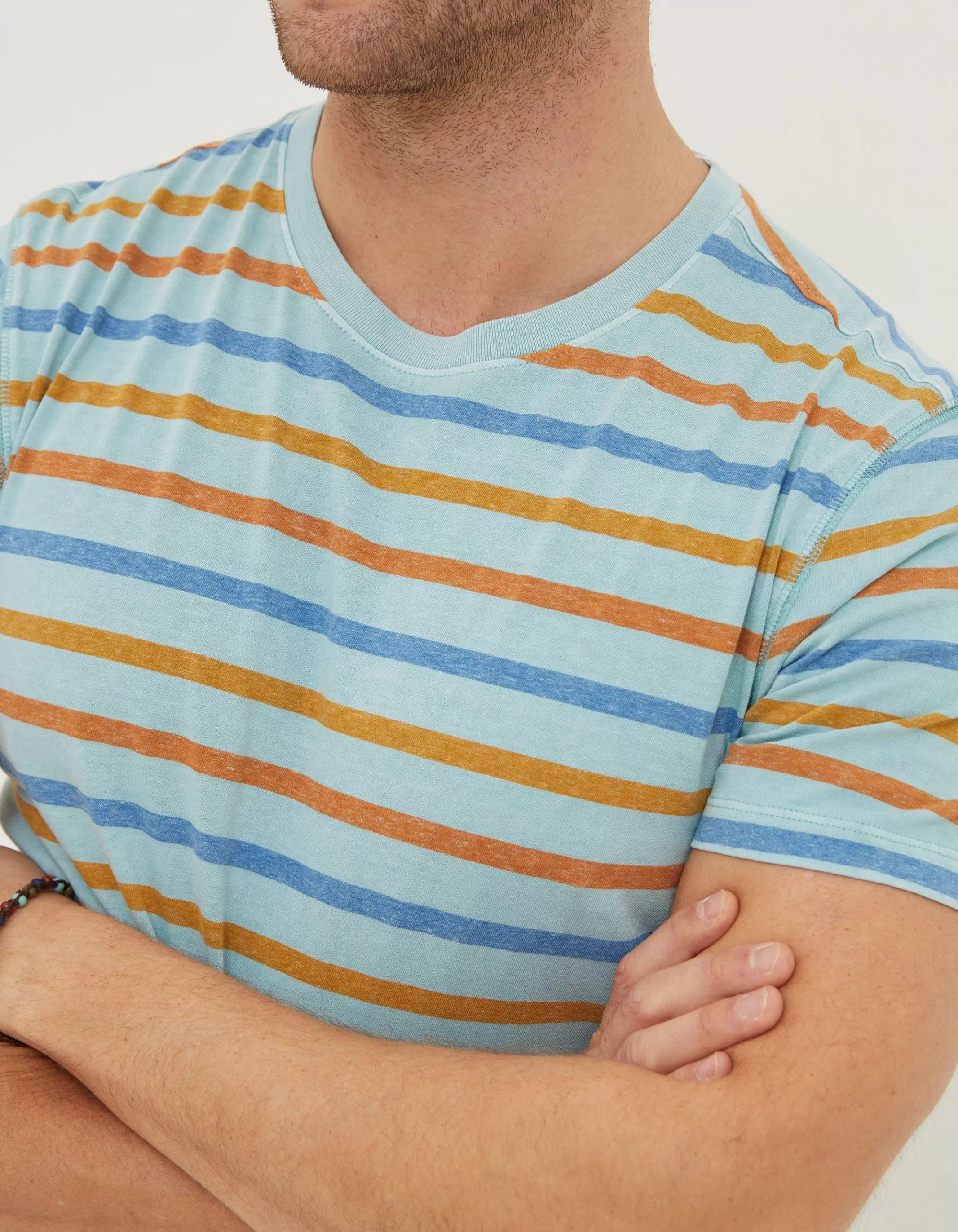 Cheap FatFace Overdye Stripe T-Shirt Blue