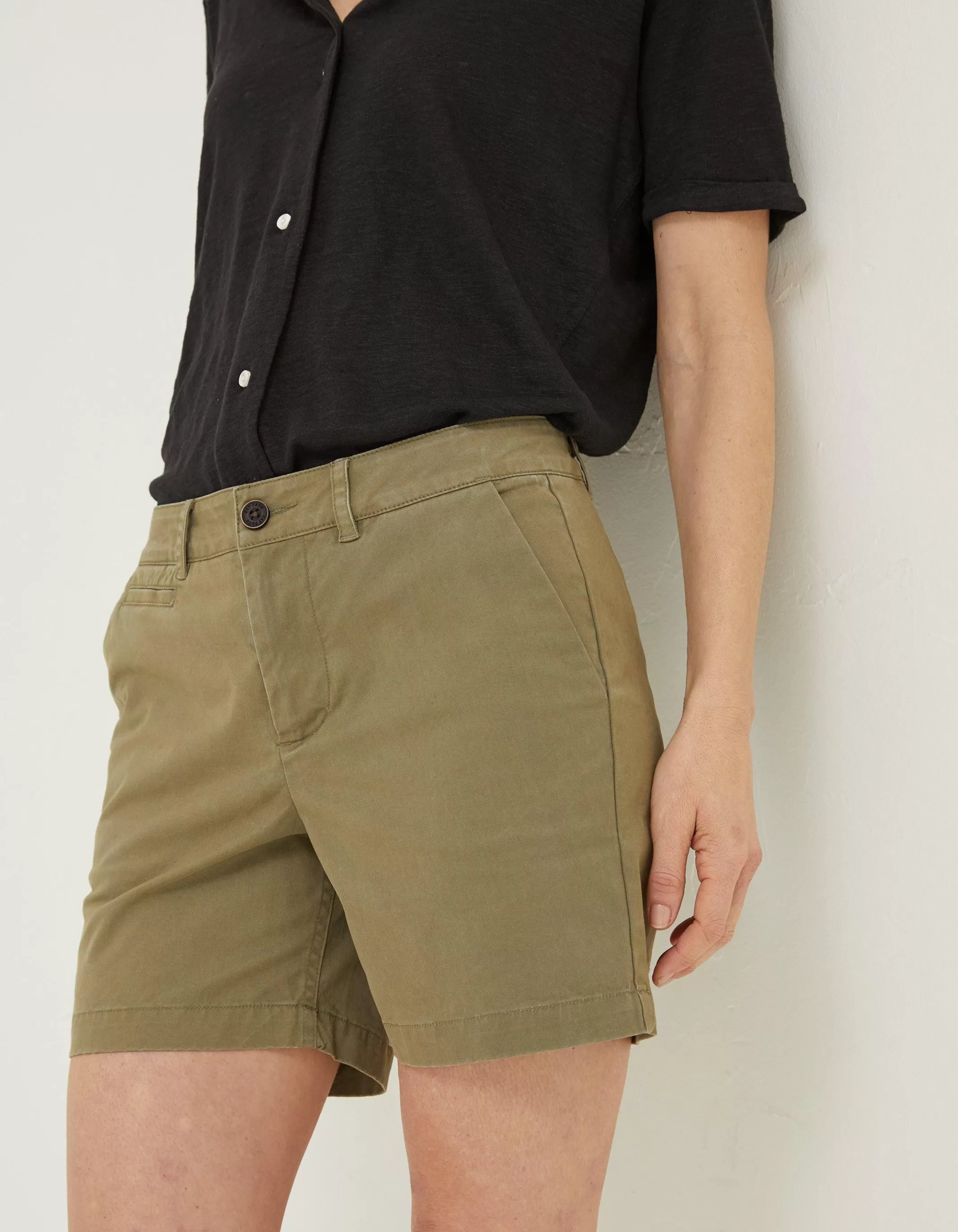 Cheap FatFace Padstow Chino Shorts Khaki Green