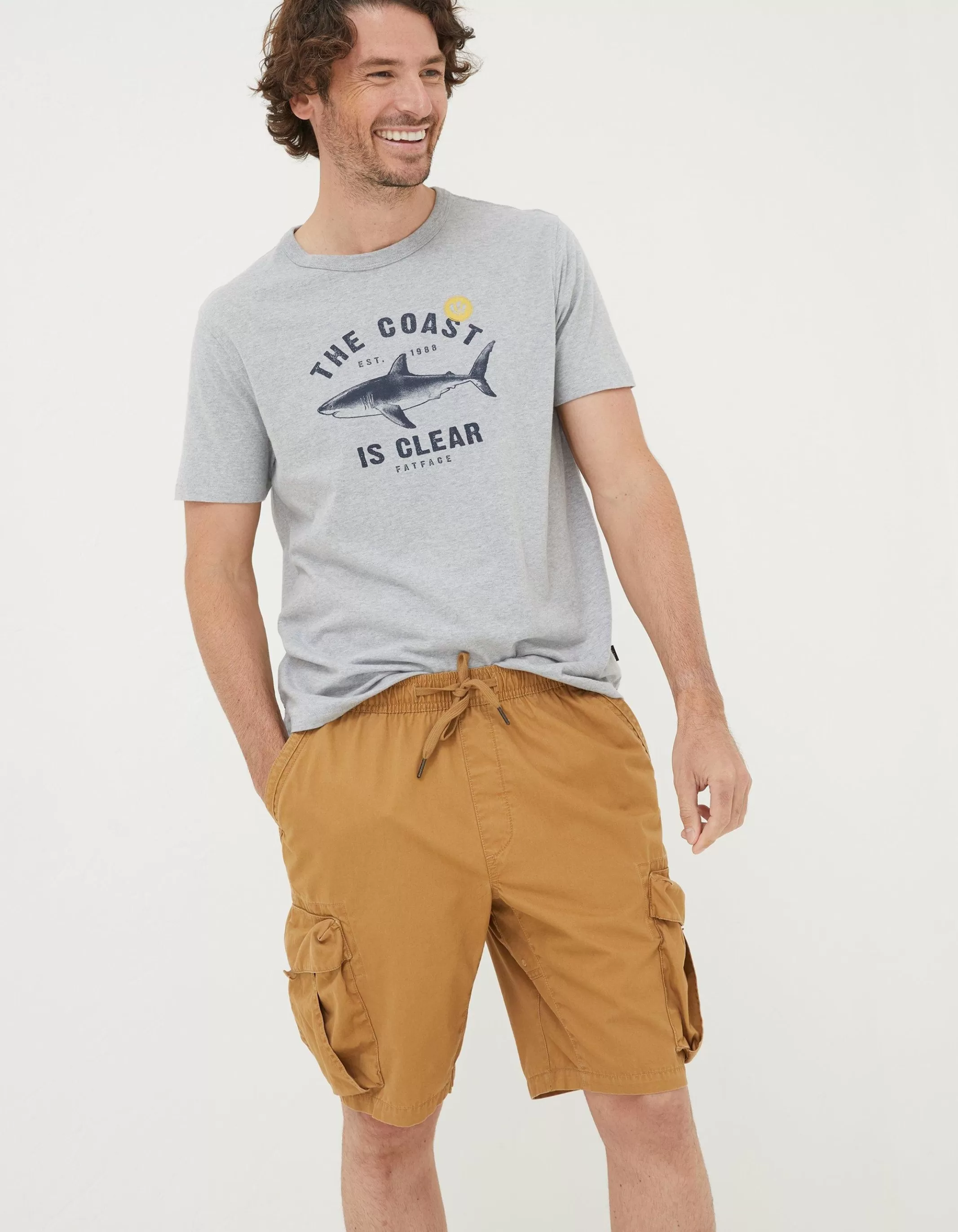 Hot FatFace Padstow Pull On Cargo Shorts Tan