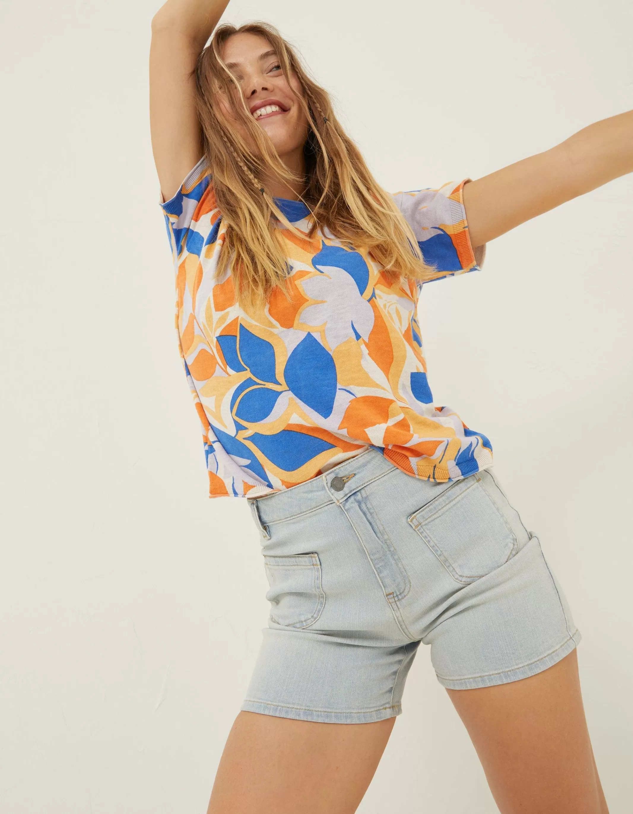 Outlet FatFace Paige Denim Shorts Light Blue