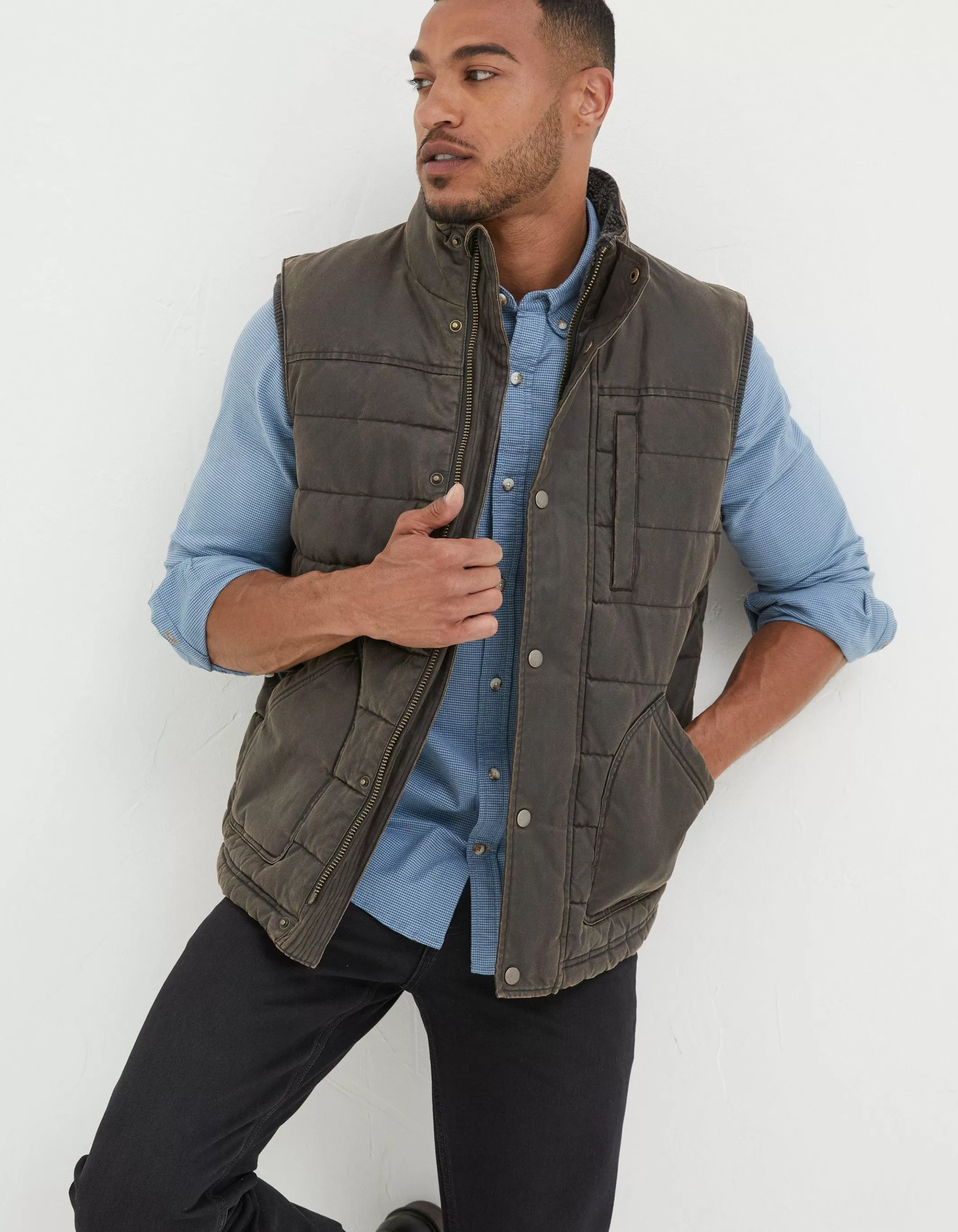 Cheap FatFace Paignton Quilted Gilet Brown