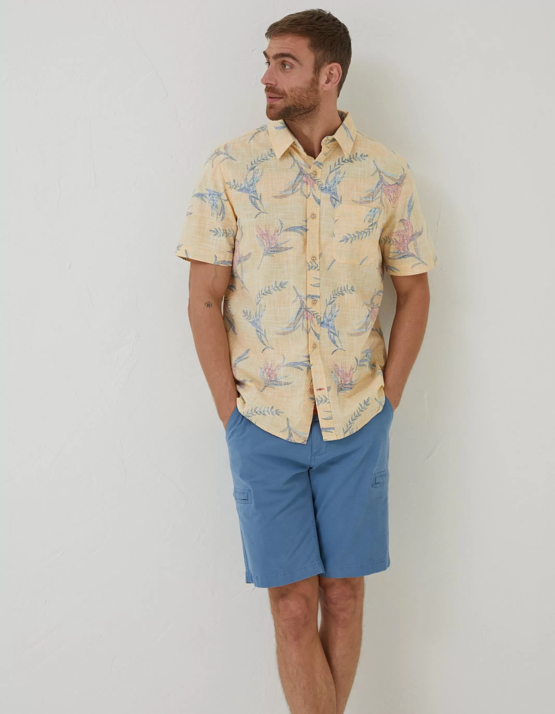 Sale FatFace Paradise Print Shirt Washed Yellow
