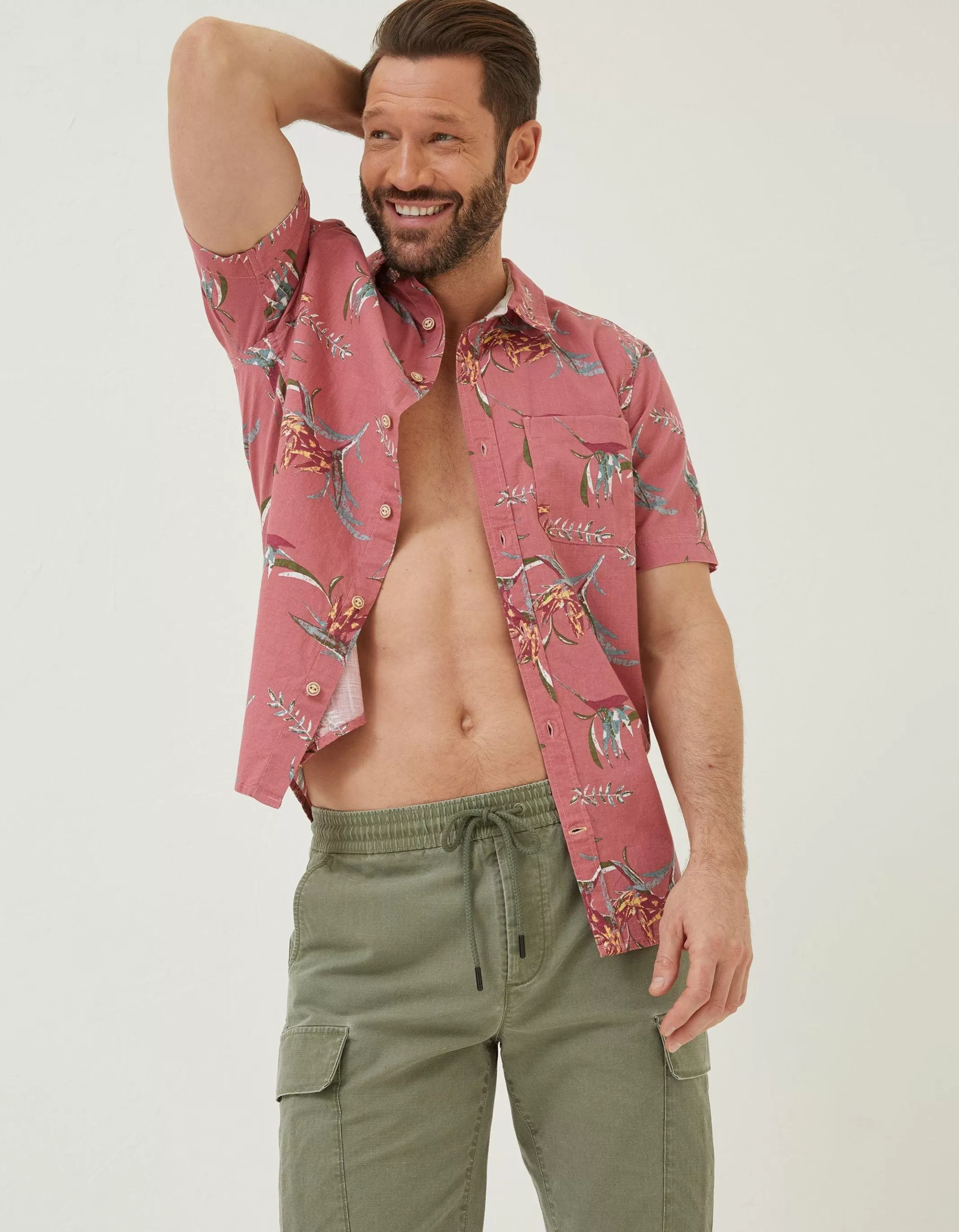 Sale FatFace Paradise Print Shirt Rose Pink