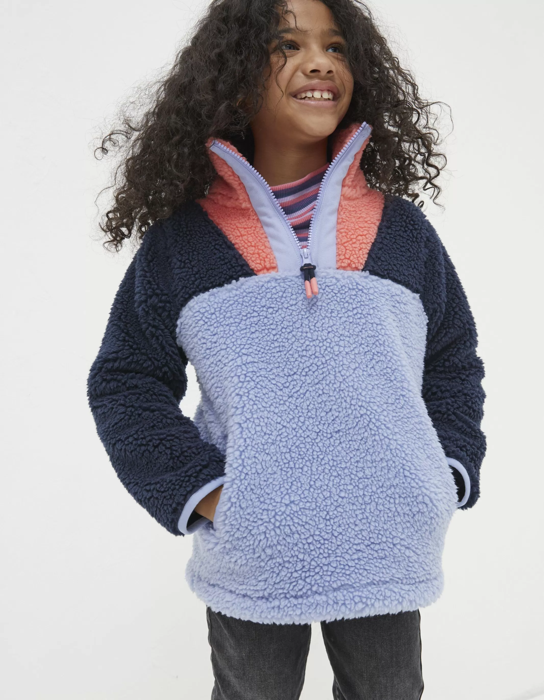 Outlet FatFace Parker Fleece Half Neck Sweatshirt Blue