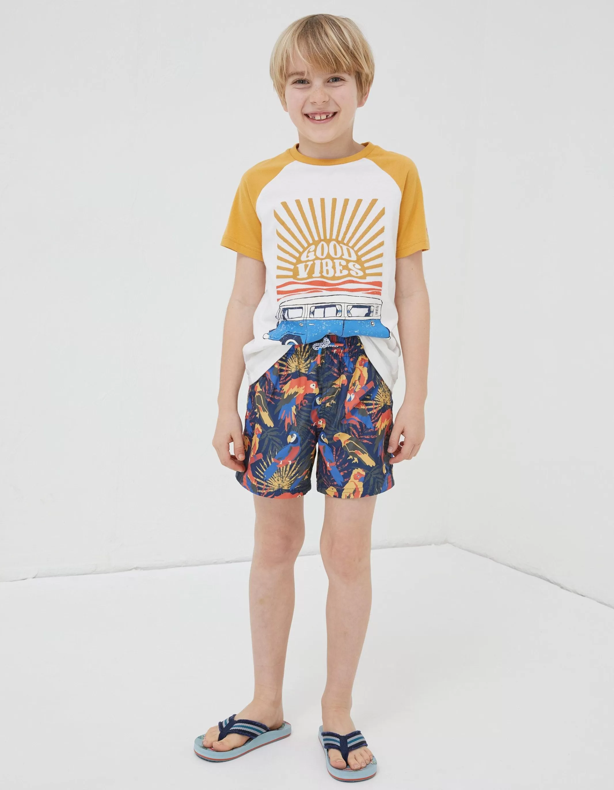 Shop FatFace Parrot Swim Shorts Multi Colour