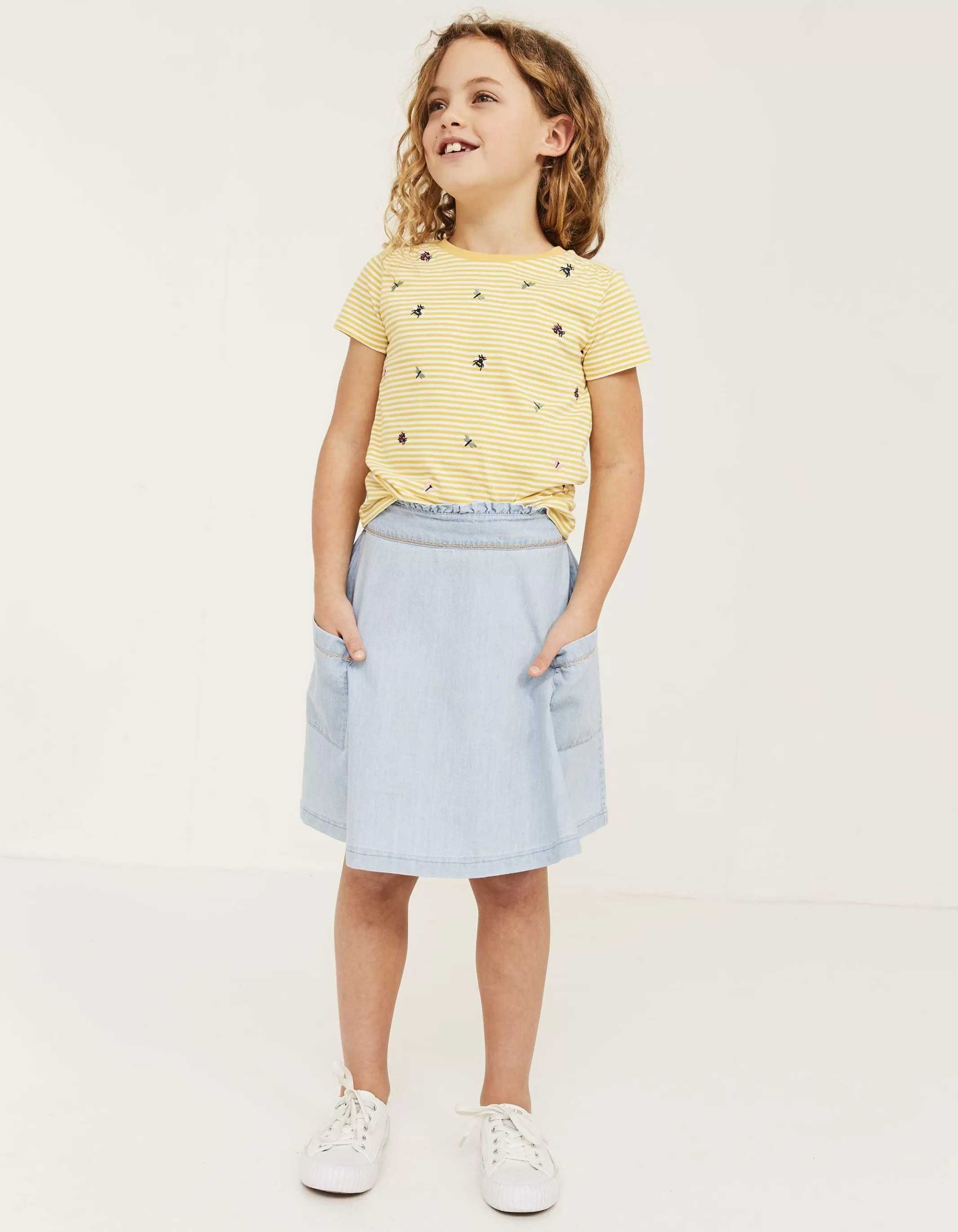 Cheap FatFace Patch Pocket Skirt Chambray
