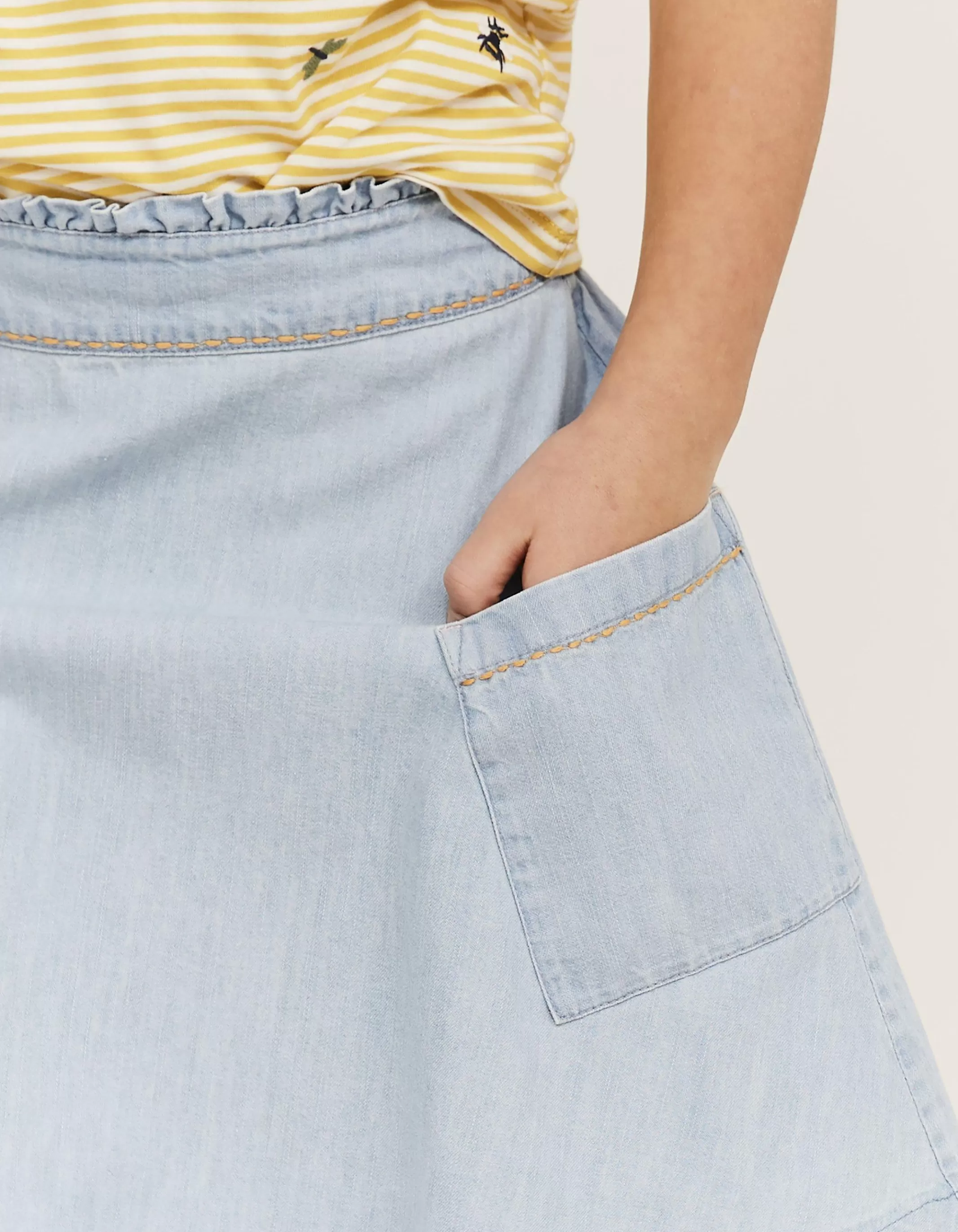 Cheap FatFace Patch Pocket Skirt Chambray