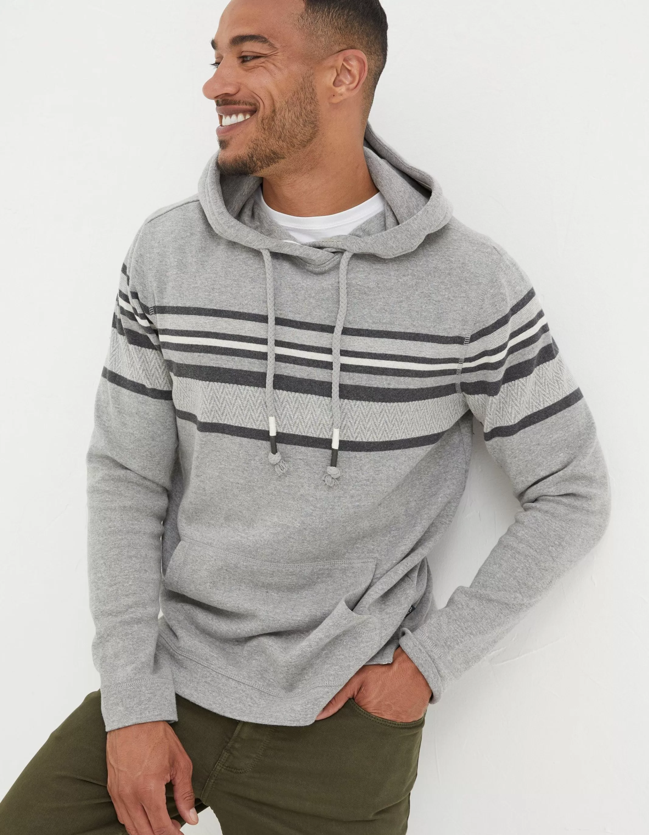 Cheap FatFace Pattern Hoodie Grey