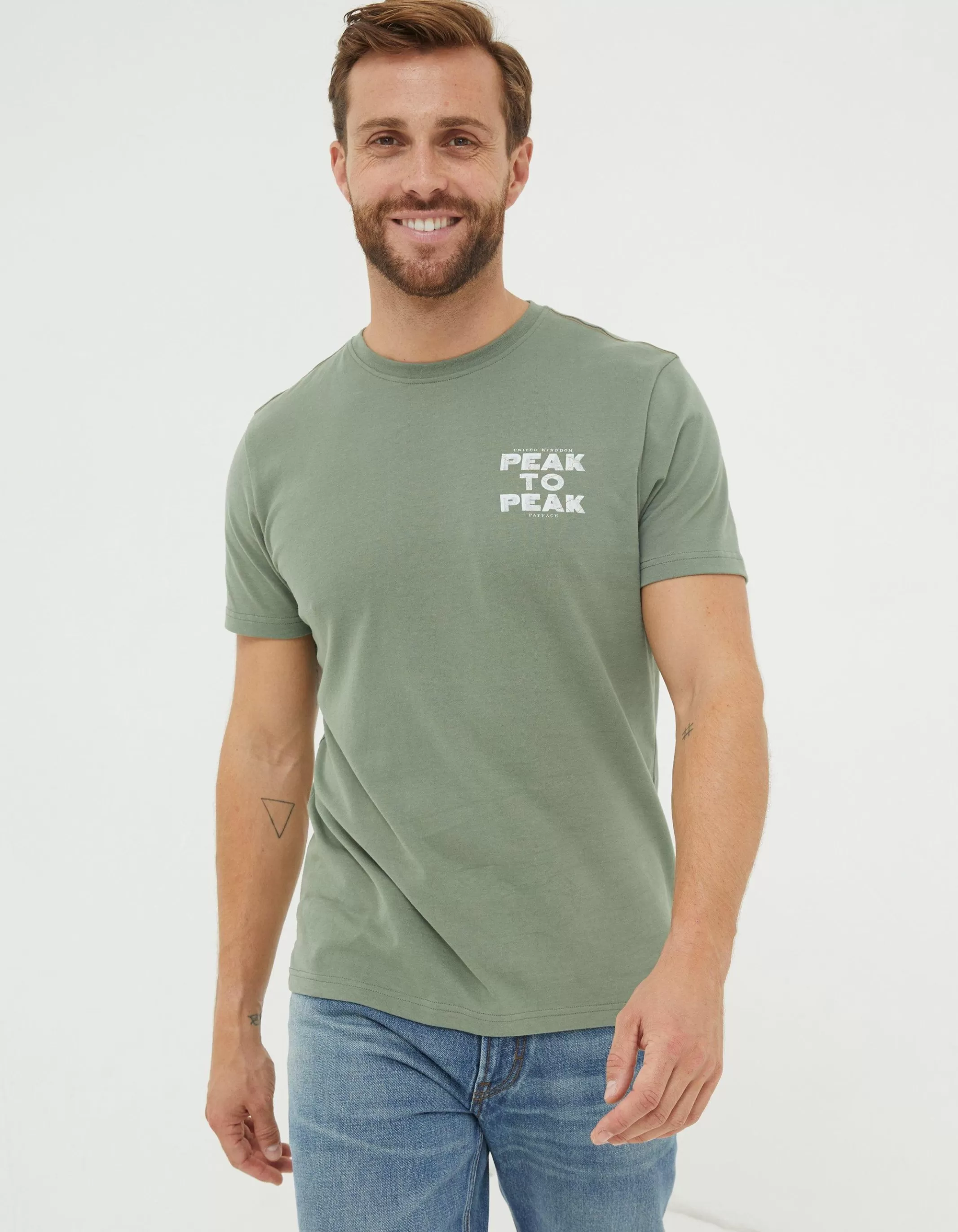 Clearance FatFace Peak To Peak T-Shirt Green Haze