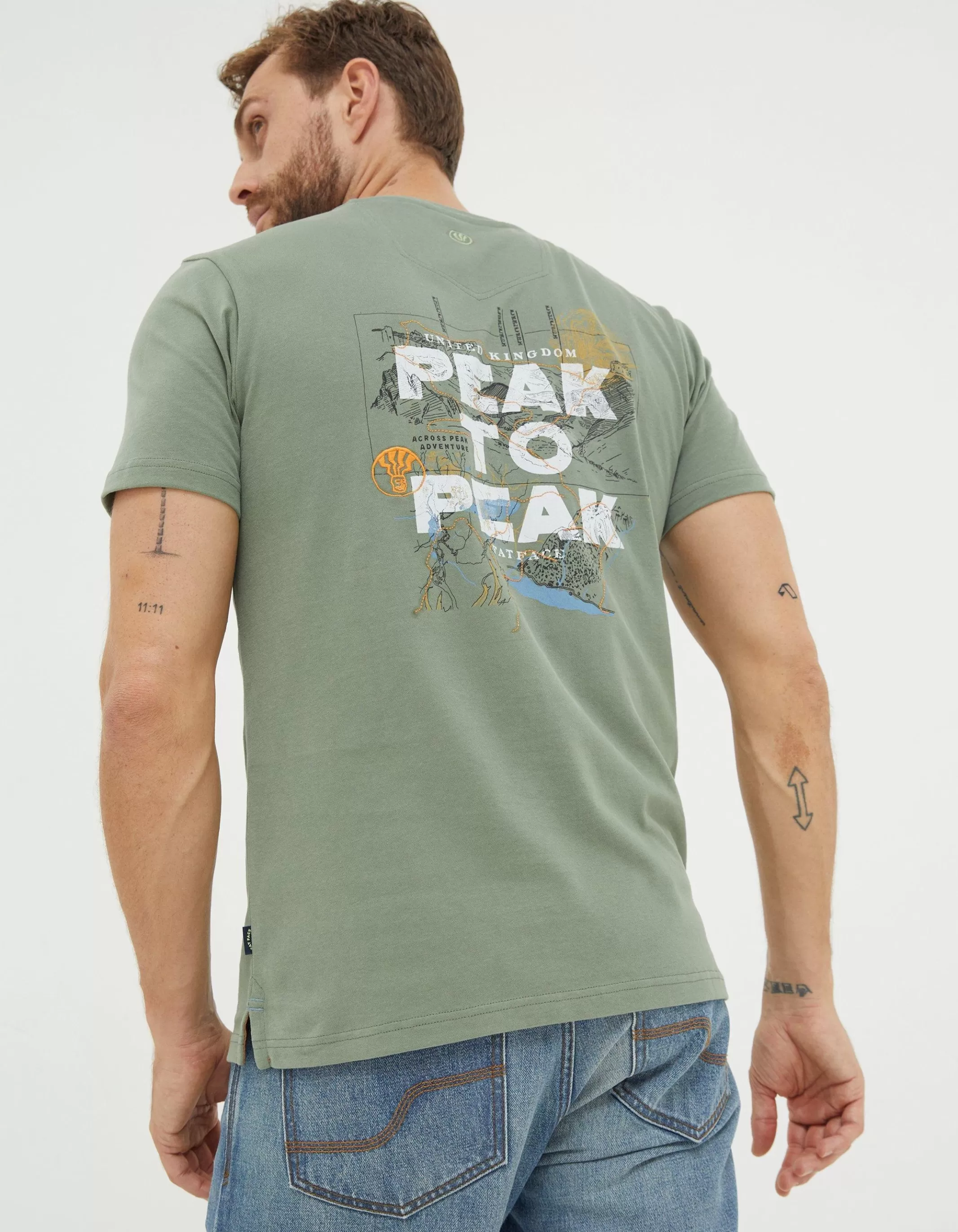 Clearance FatFace Peak To Peak T-Shirt Green Haze